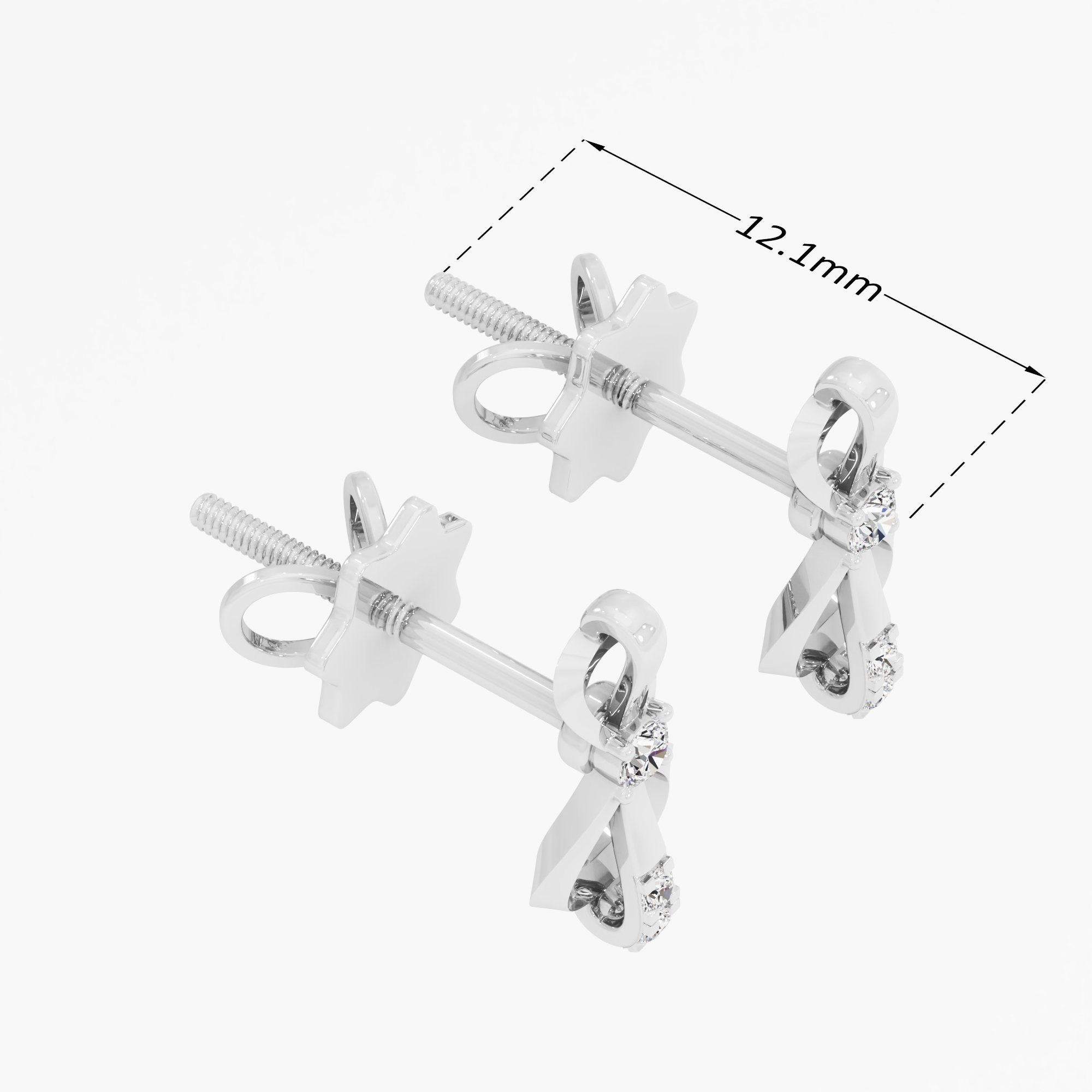 Ribbon Radiance Drops Earrings in 9KT White Gold (Diamond Quality: EF-VVS VS)