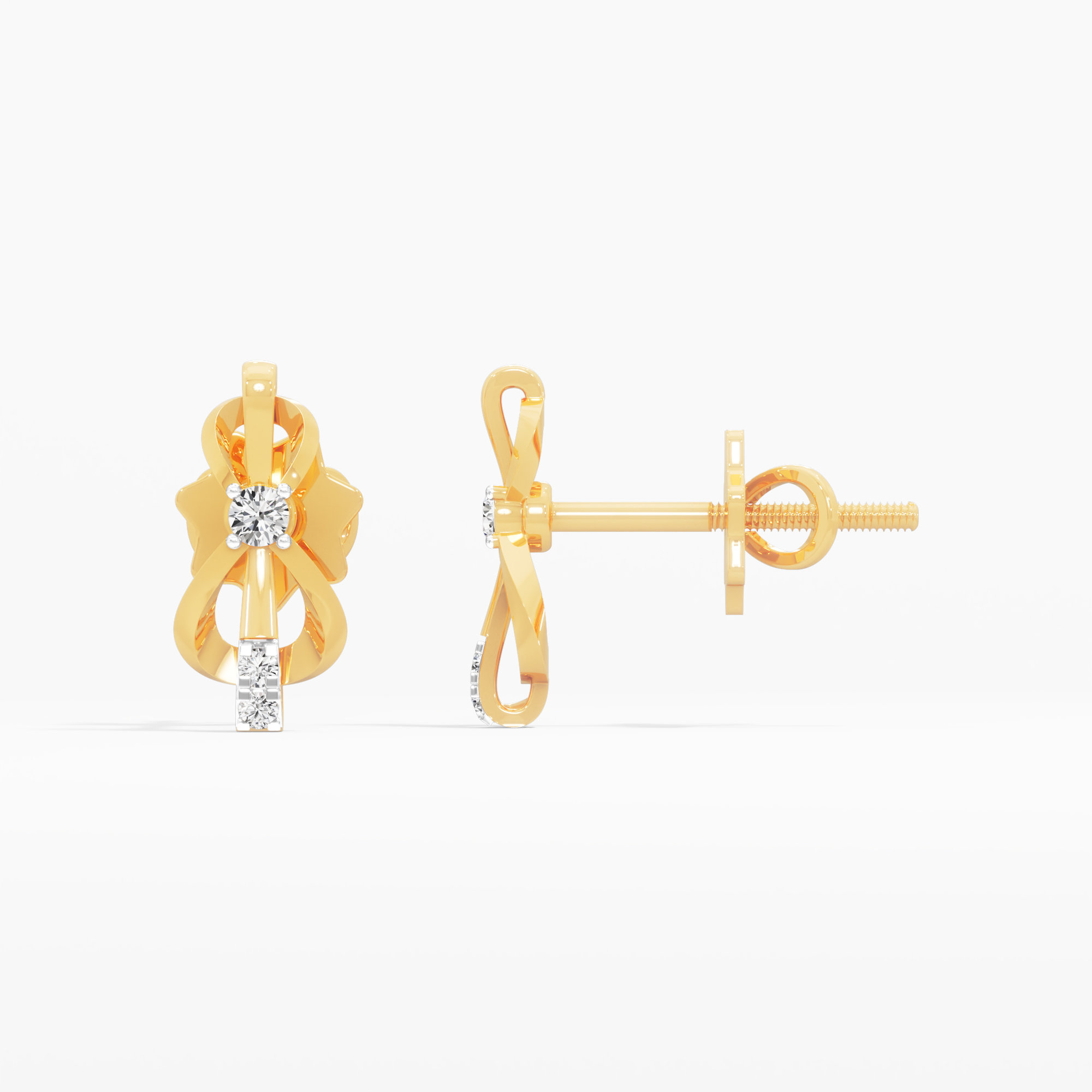 Ribbon Radiance Drops Earrings in 9KT Yellow Gold (Diamond Quality: EF-VVS VS)