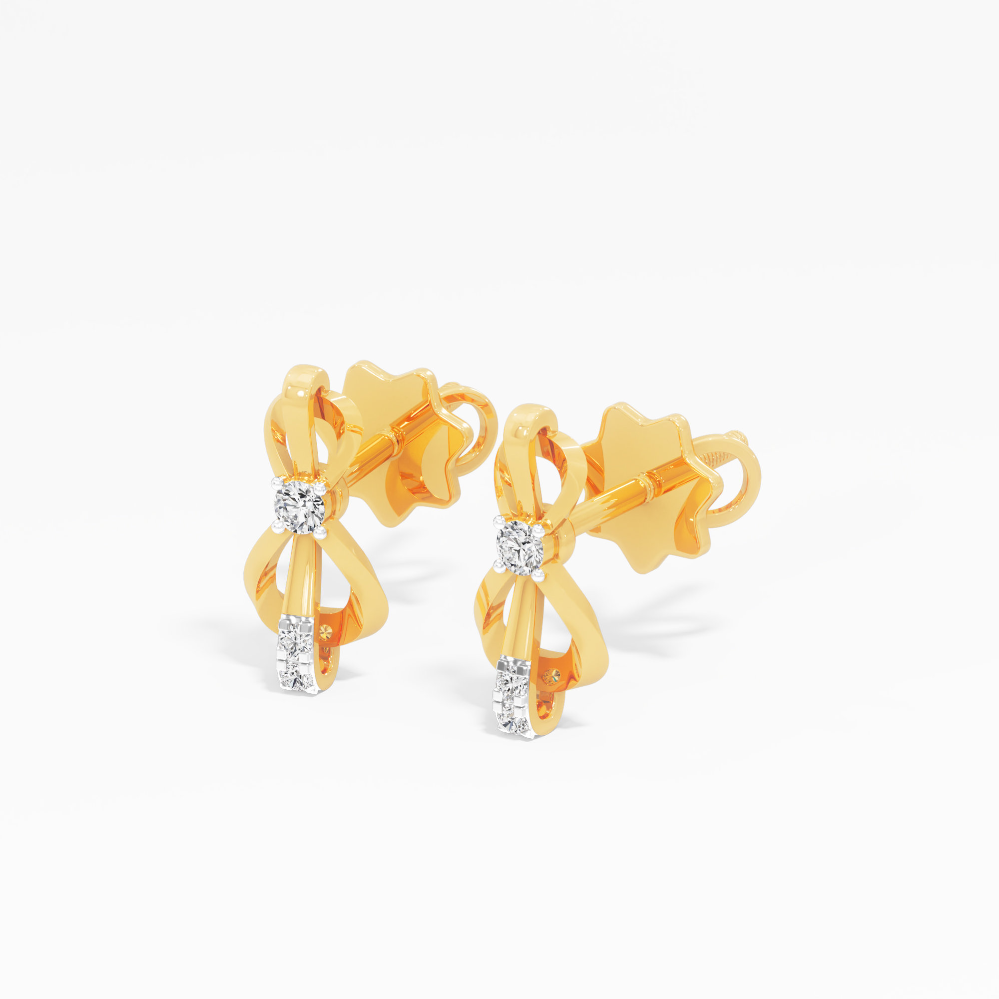 Ribbon Radiance Drops Earrings in 9KT Yellow Gold (Diamond Quality: EF-VVS VS)