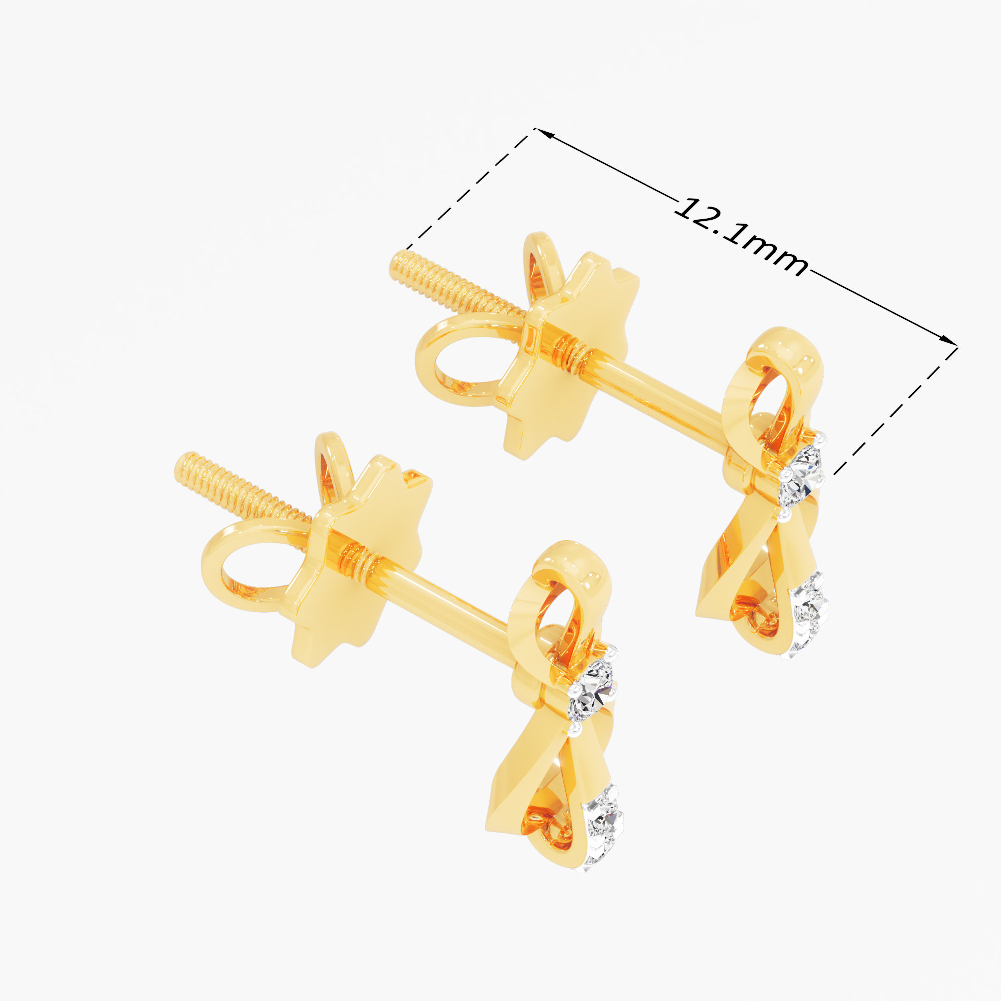 Ribbon Radiance Drops Earrings in 9KT Yellow Gold (Diamond Quality: EF-VVS VS)