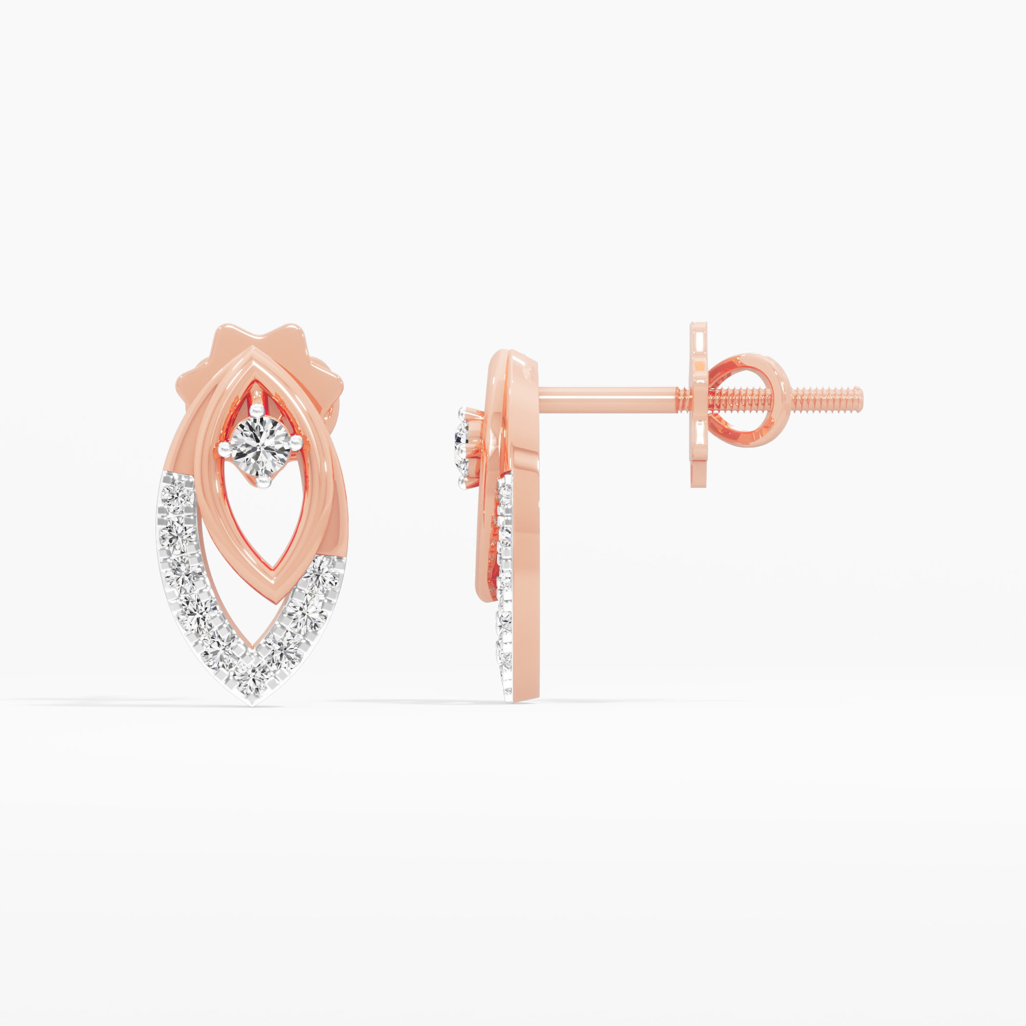 Stellar Drop Drops Earrings in 9KT Rose Gold (Diamond Quality: FG-VVS VS)