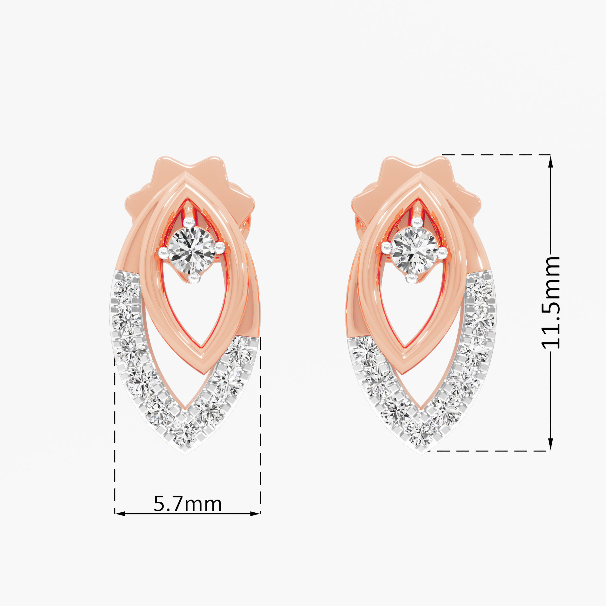 Stellar Drop Drops Earrings in 9KT Rose Gold (Diamond Quality: FG-VVS VS)