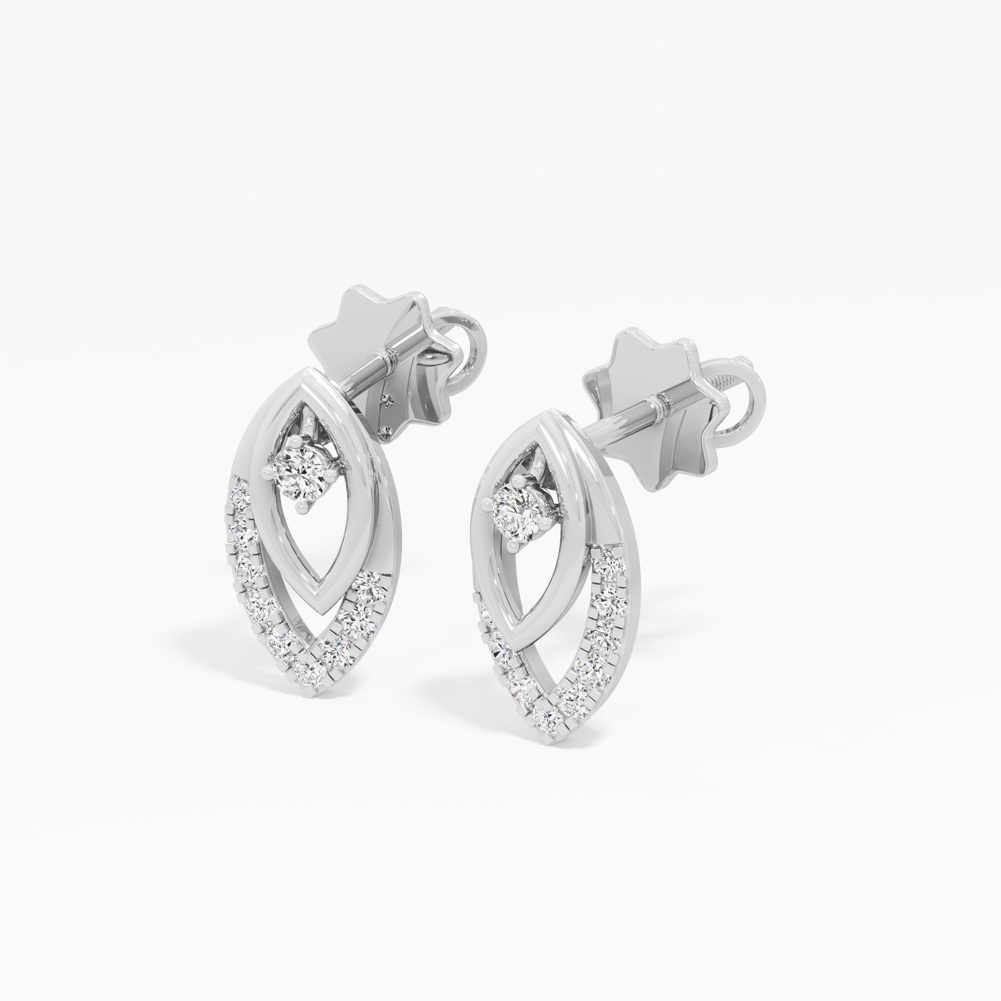 Stellar Drop Drops Earrings in 9KT White Gold (Diamond Quality: FG-VVS VS)