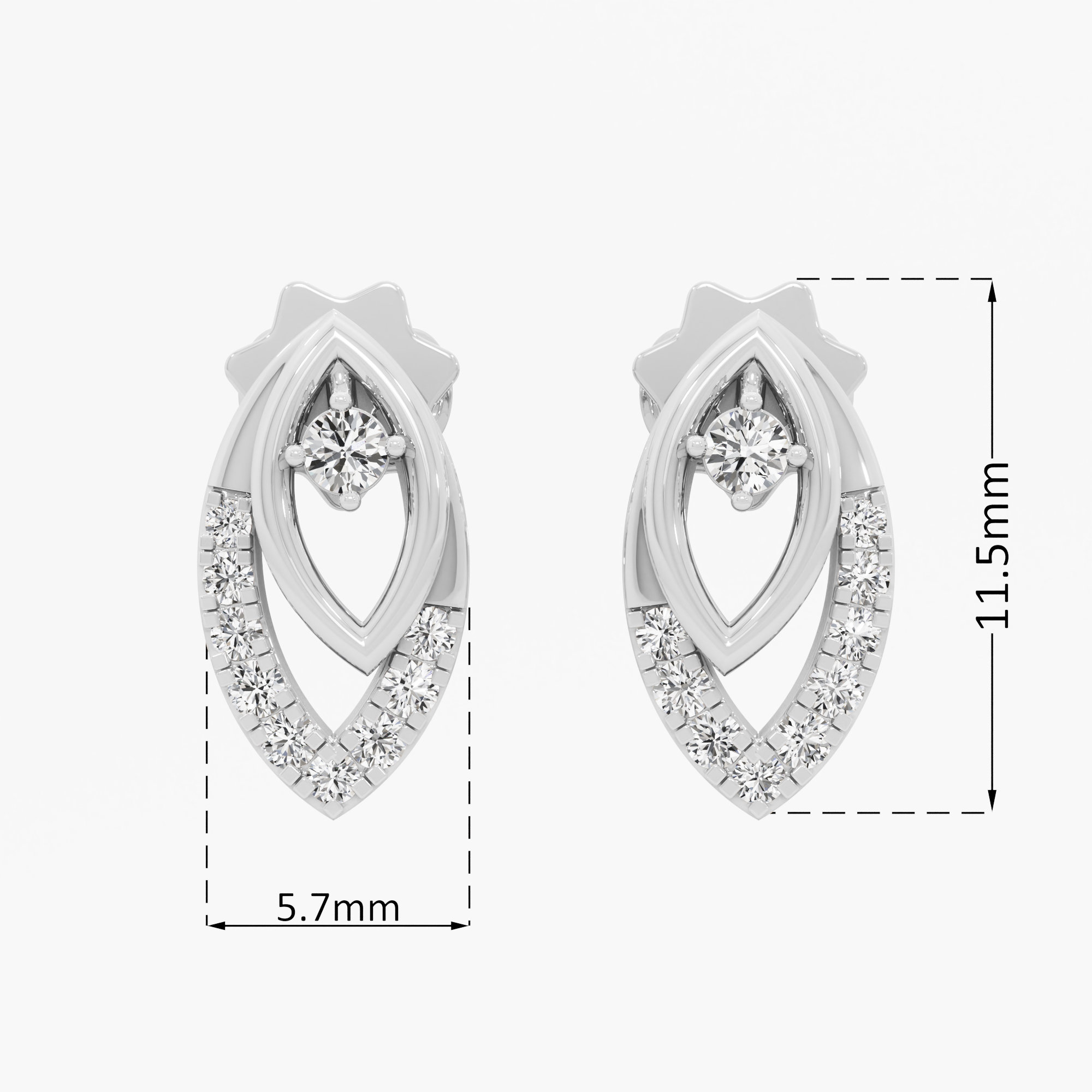 Stellar Drop Drops Earrings in 9KT White Gold (Diamond Quality: FG-VVS VS)