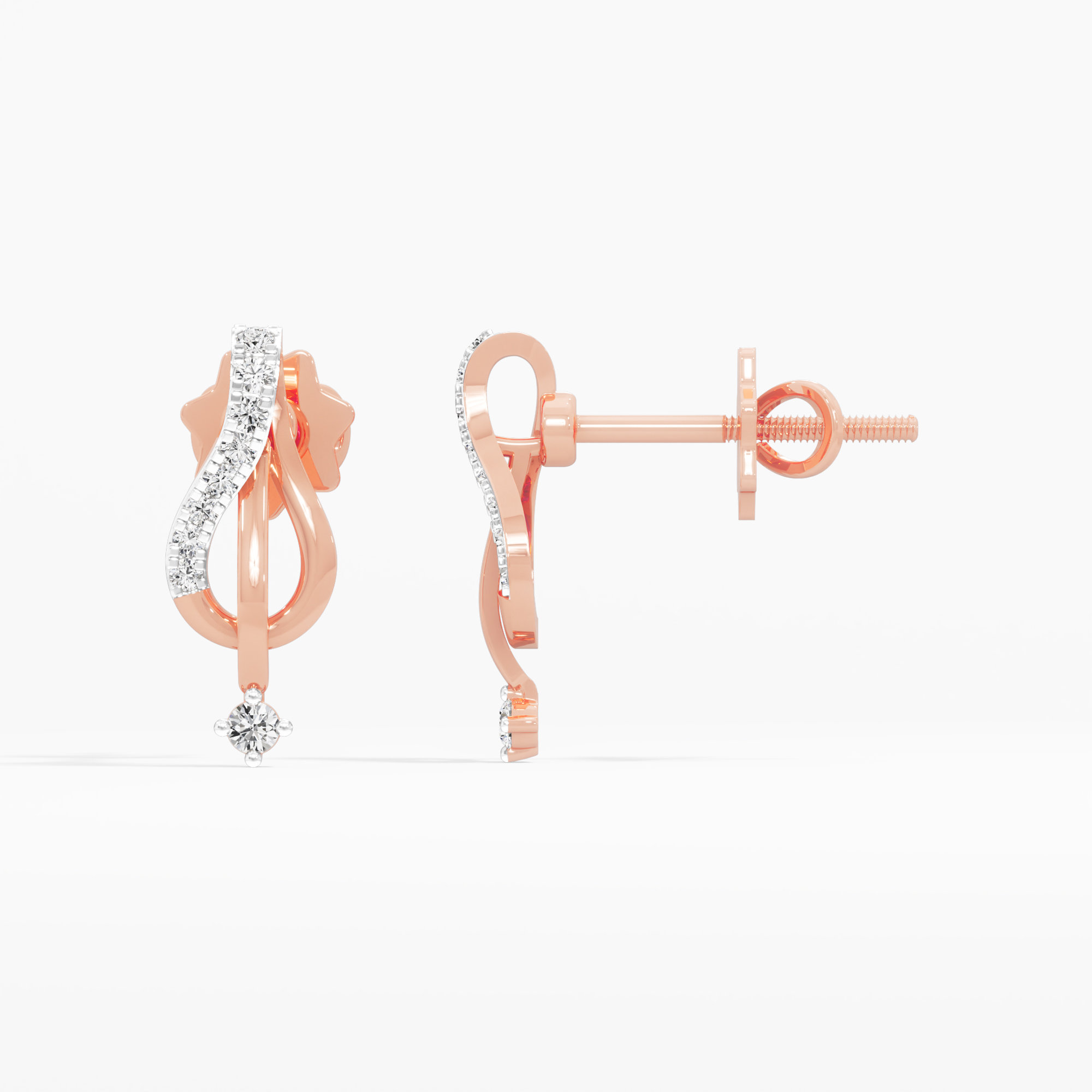Celestial Teardrop Drops Earrings in 9KT Rose Gold (Diamond Quality: EF-VVS VS)