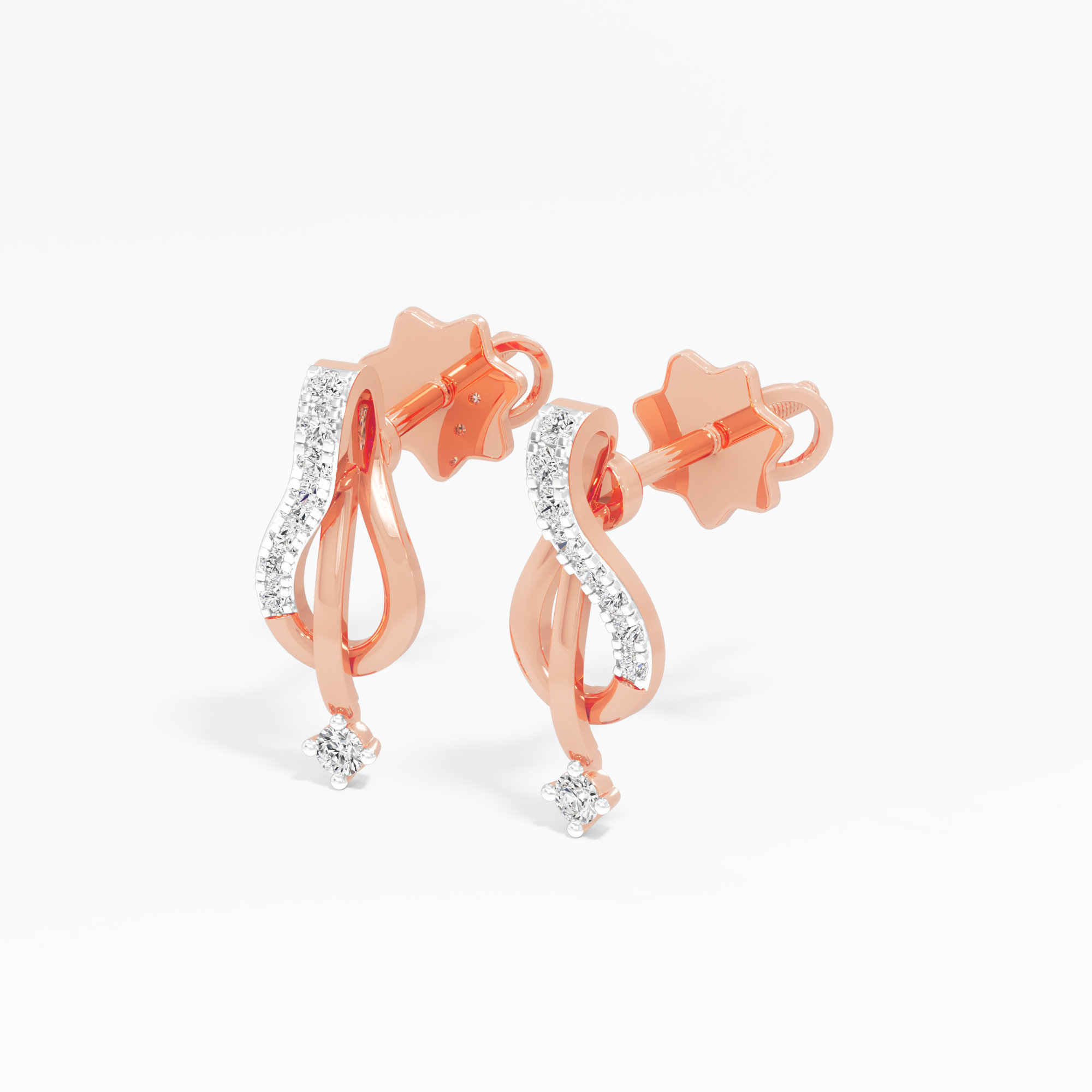 Celestial Teardrop Drops Earrings in 9KT Rose Gold (Diamond Quality: EF-VVS VS)