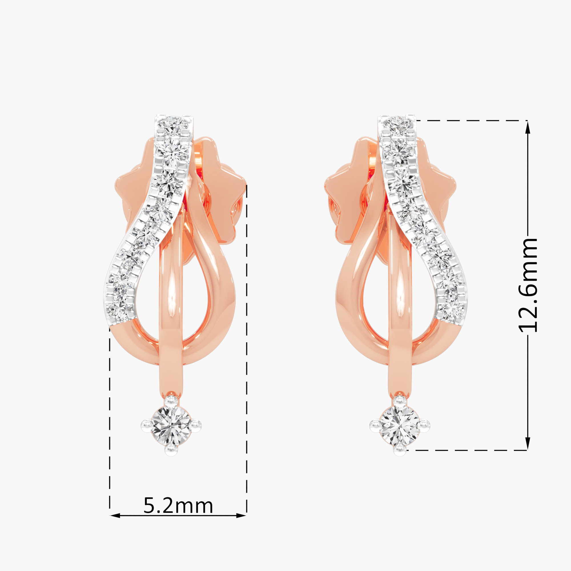 Celestial Teardrop Drops Earrings in 9KT Rose Gold (Diamond Quality: EF-VVS VS)