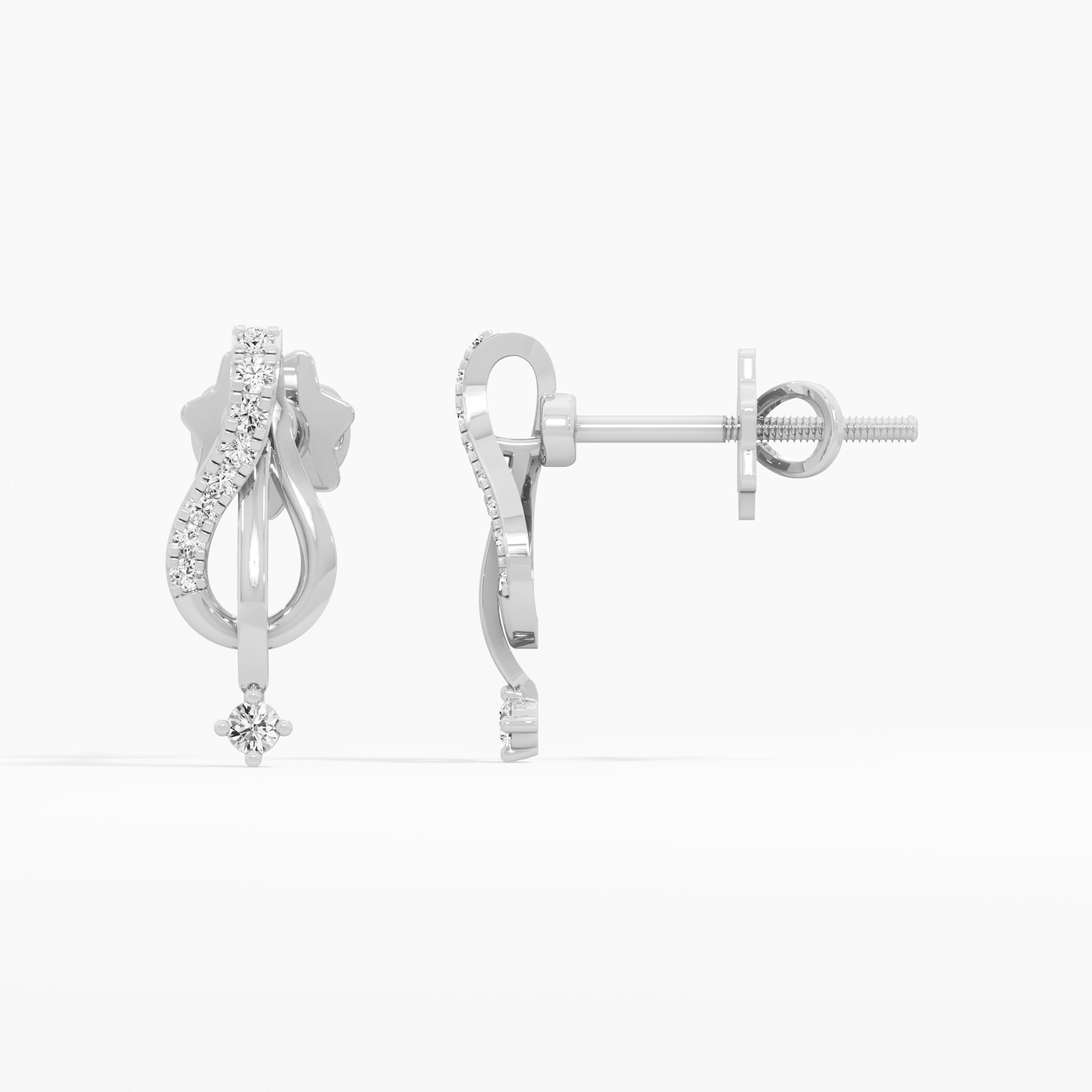 Celestial Teardrop Drops Earrings in 9KT White Gold (Diamond Quality: EF-VVS VS)