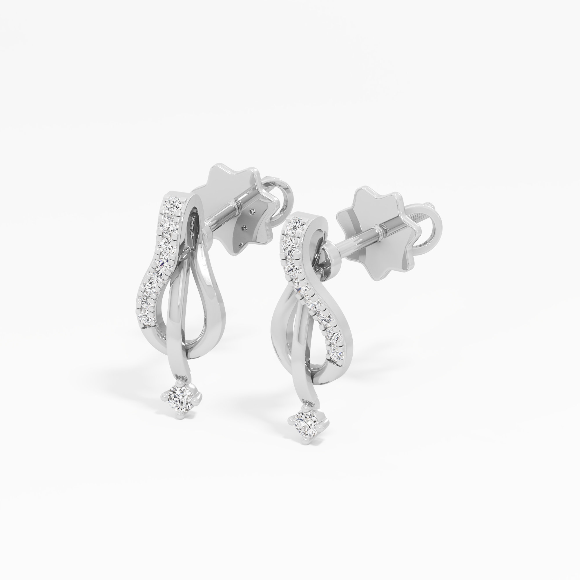 Celestial Teardrop Drops Earrings in 9KT White Gold (Diamond Quality: EF-VVS VS)