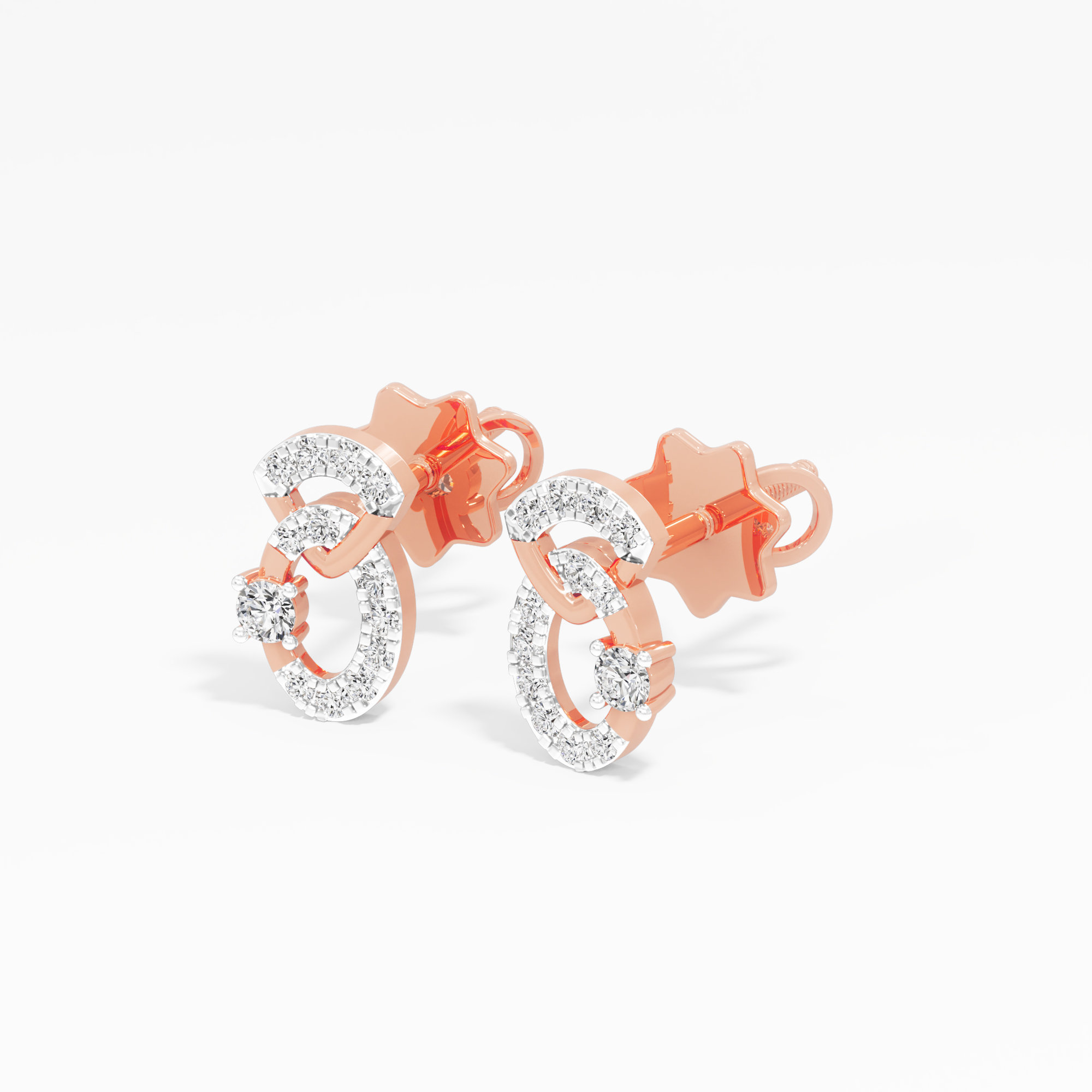 Linked Radiance Drops Earrings in 9KT Rose Gold (Diamond Quality: FG-VVS VS)
