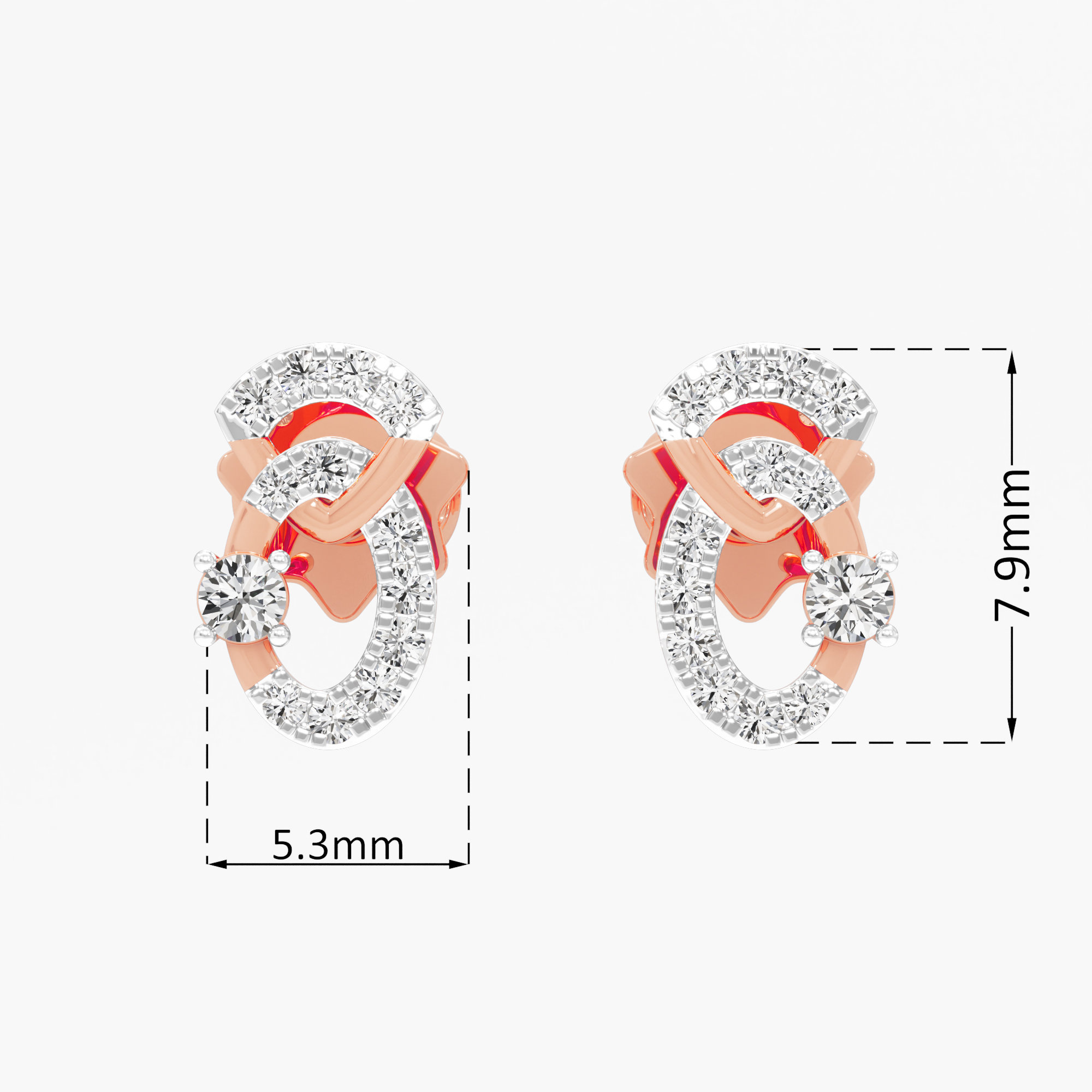 Linked Radiance Drops Earrings in 9KT Rose Gold (Diamond Quality: FG-VVS VS)