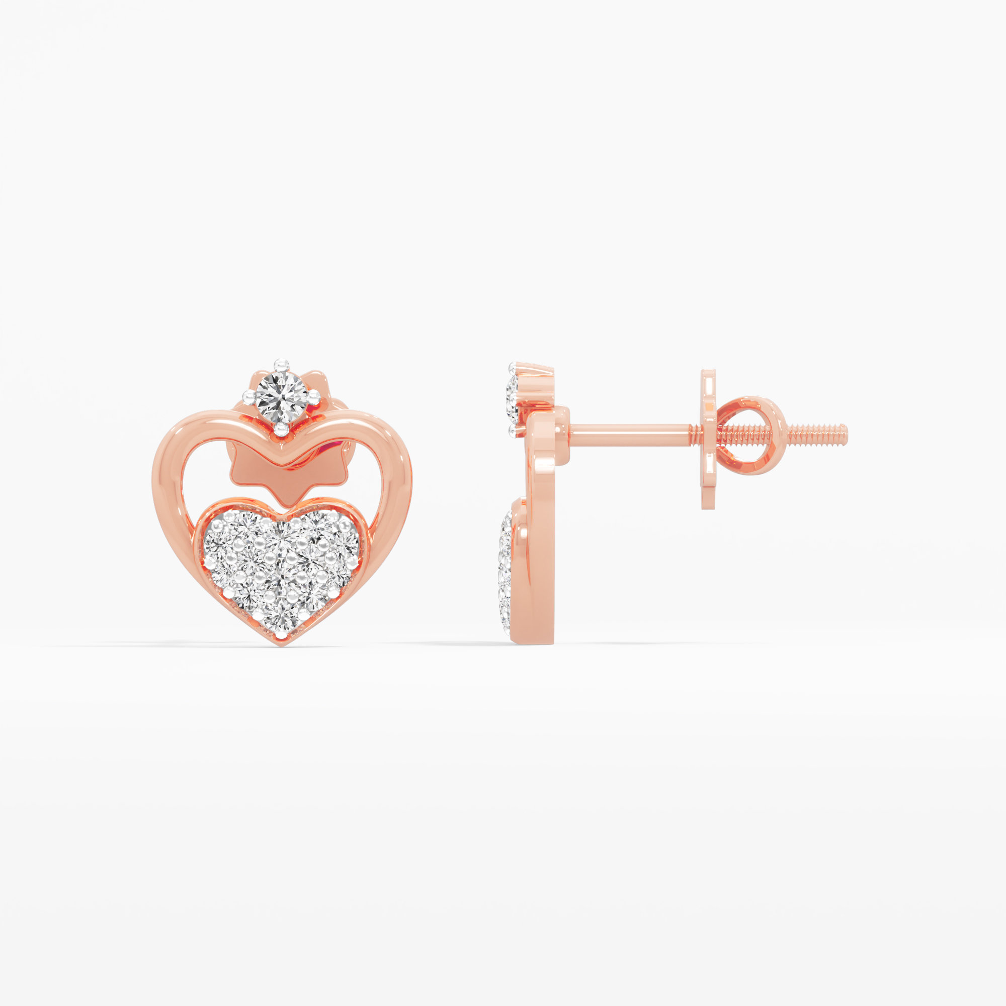 Heartfelt Embrace Studs Earrings in 9KT Rose Gold (Diamond Quality: EF-VVS VS)