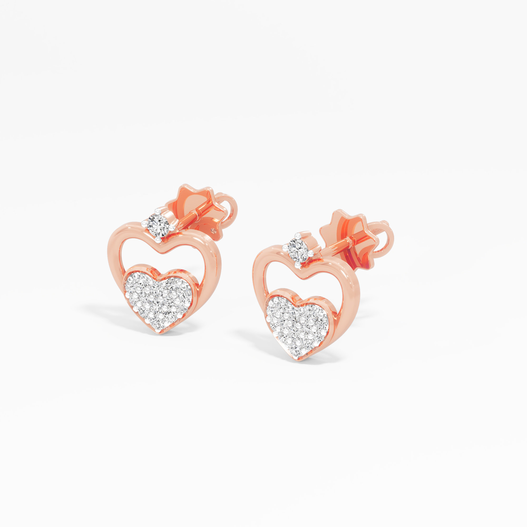 Heartfelt Embrace Studs Earrings in 9KT Rose Gold (Diamond Quality: EF-VVS VS)