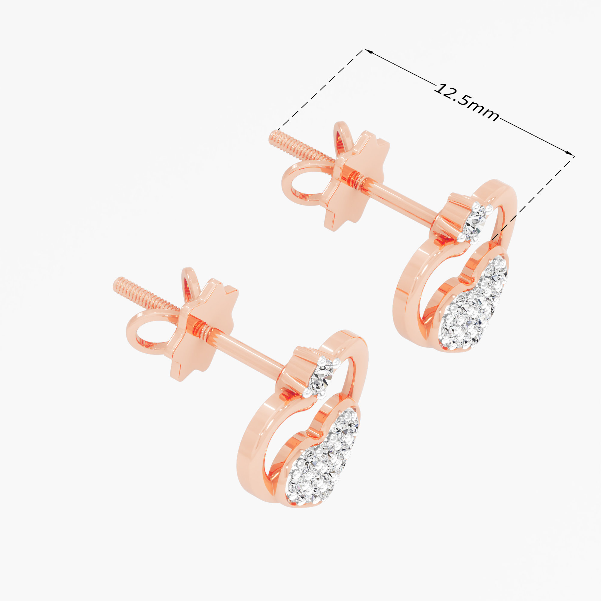 Heartfelt Embrace Studs Earrings in 9KT Rose Gold (Diamond Quality: EF-VVS VS)