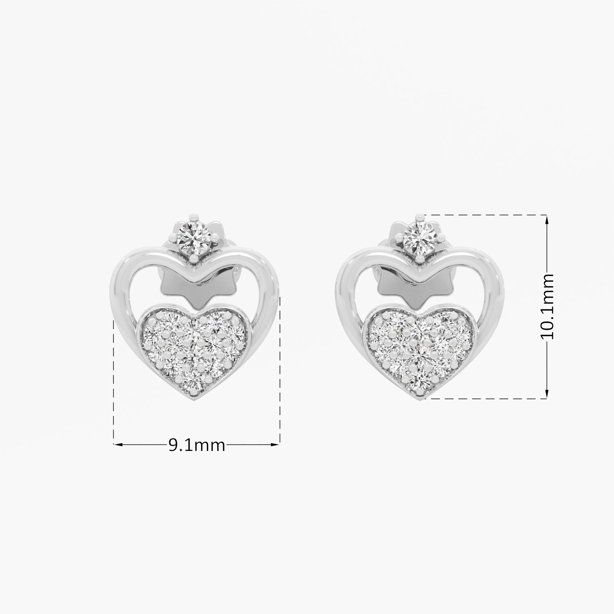 Heartfelt Embrace Studs Earrings in 9KT White Gold (Diamond Quality: EF-VVS VS)