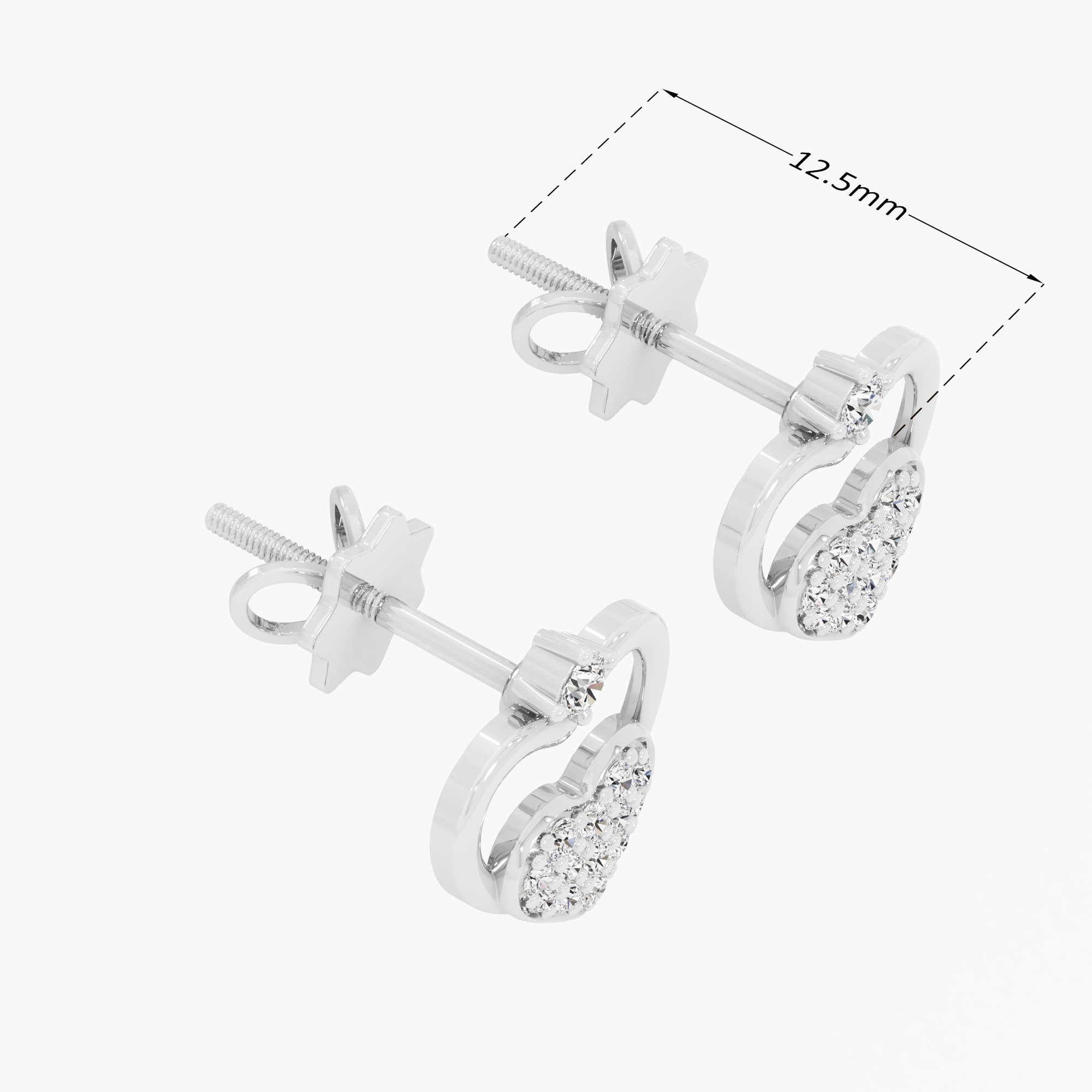 Heartfelt Embrace Studs Earrings in 9KT White Gold (Diamond Quality: EF-VVS VS)