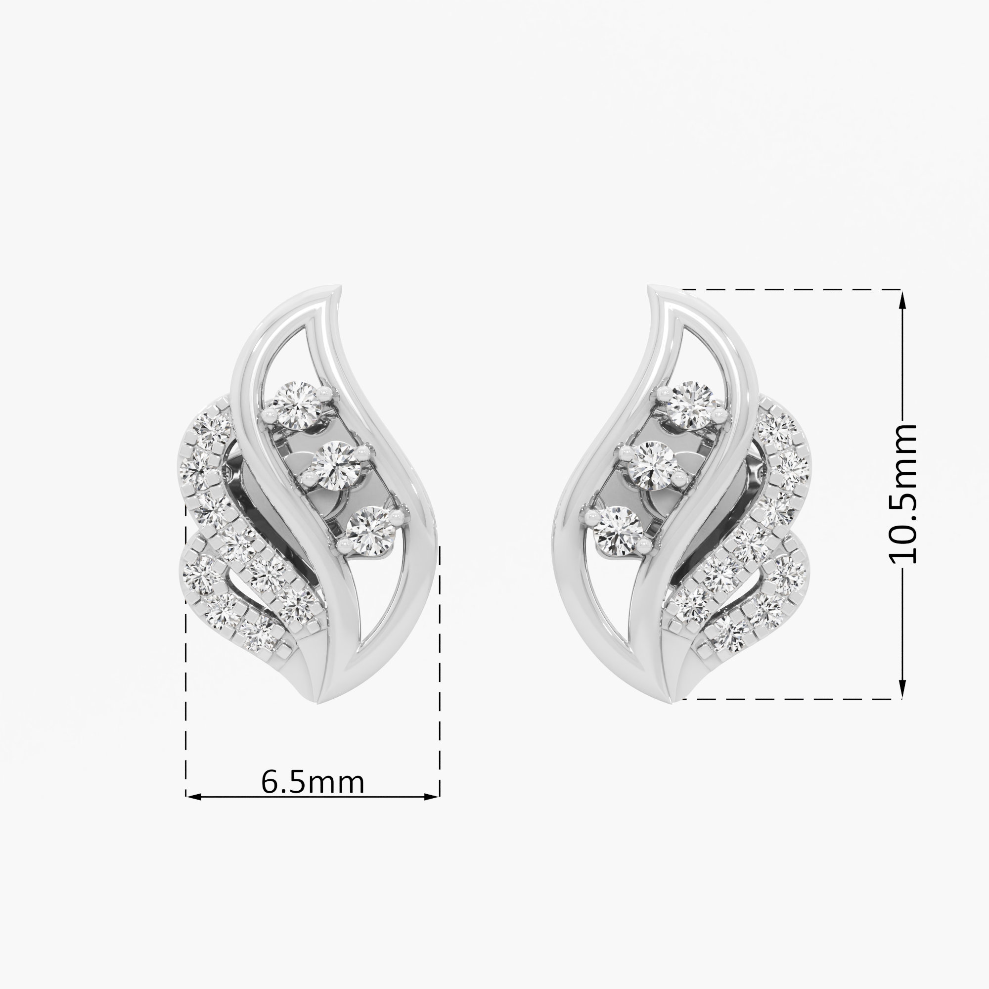 Curved Radiance Drops Earrings in 9KT White Gold (Diamond Quality: EF-VVS VS)
