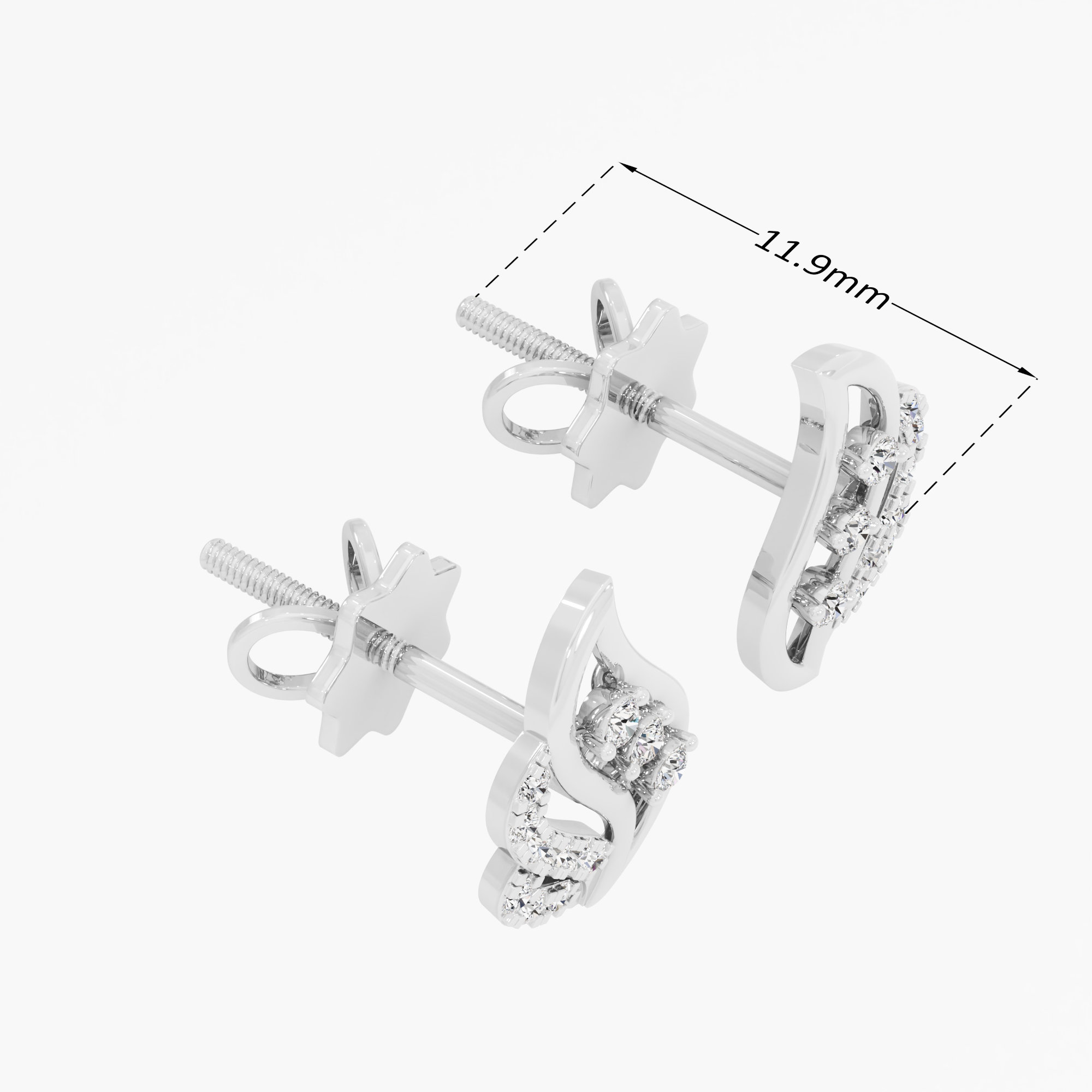Curved Radiance Drops Earrings in 9KT White Gold (Diamond Quality: EF-VVS VS)
