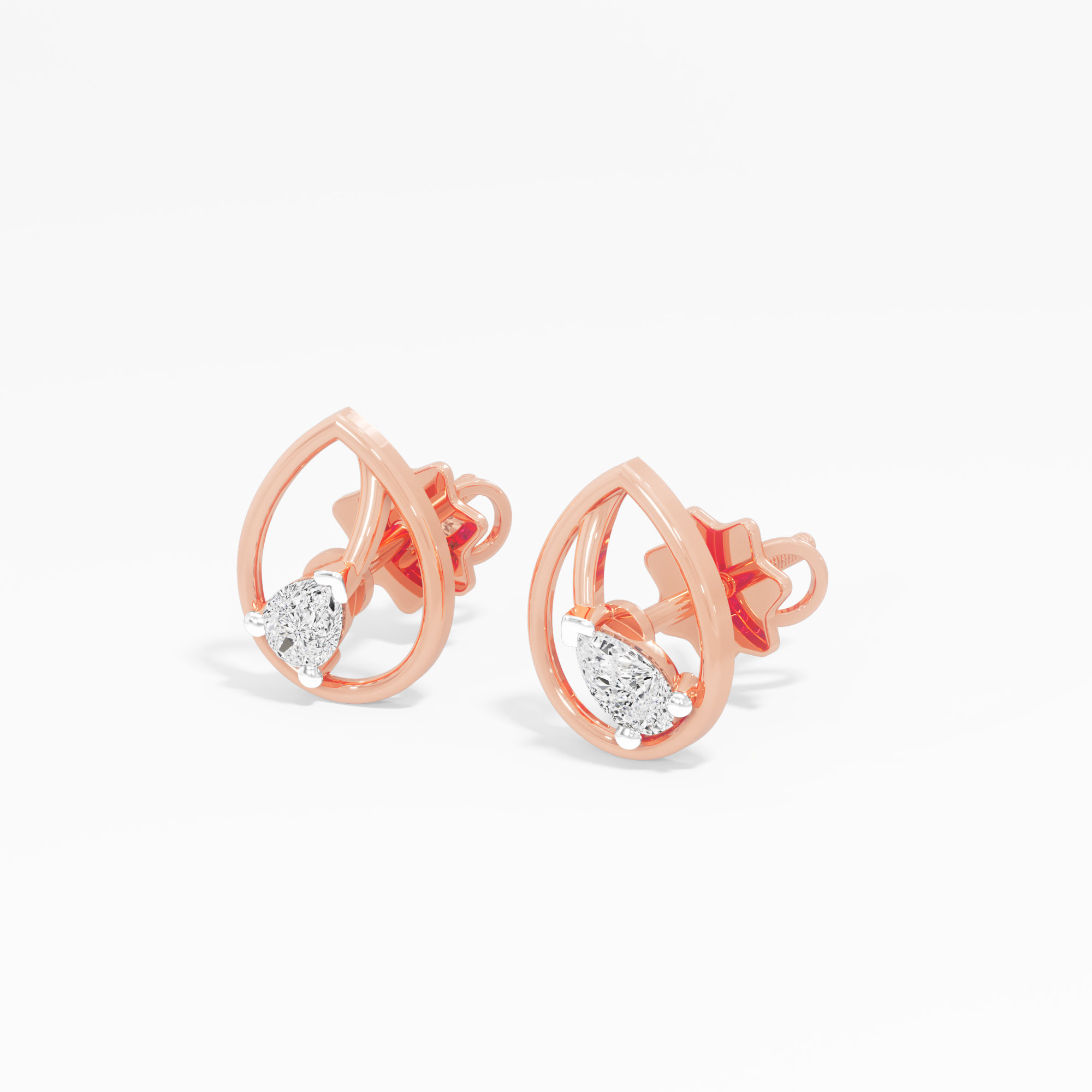Glistening Dewdrop Studs Earrings in 9KT Rose Gold (Diamond Quality: FG-VVS VS)