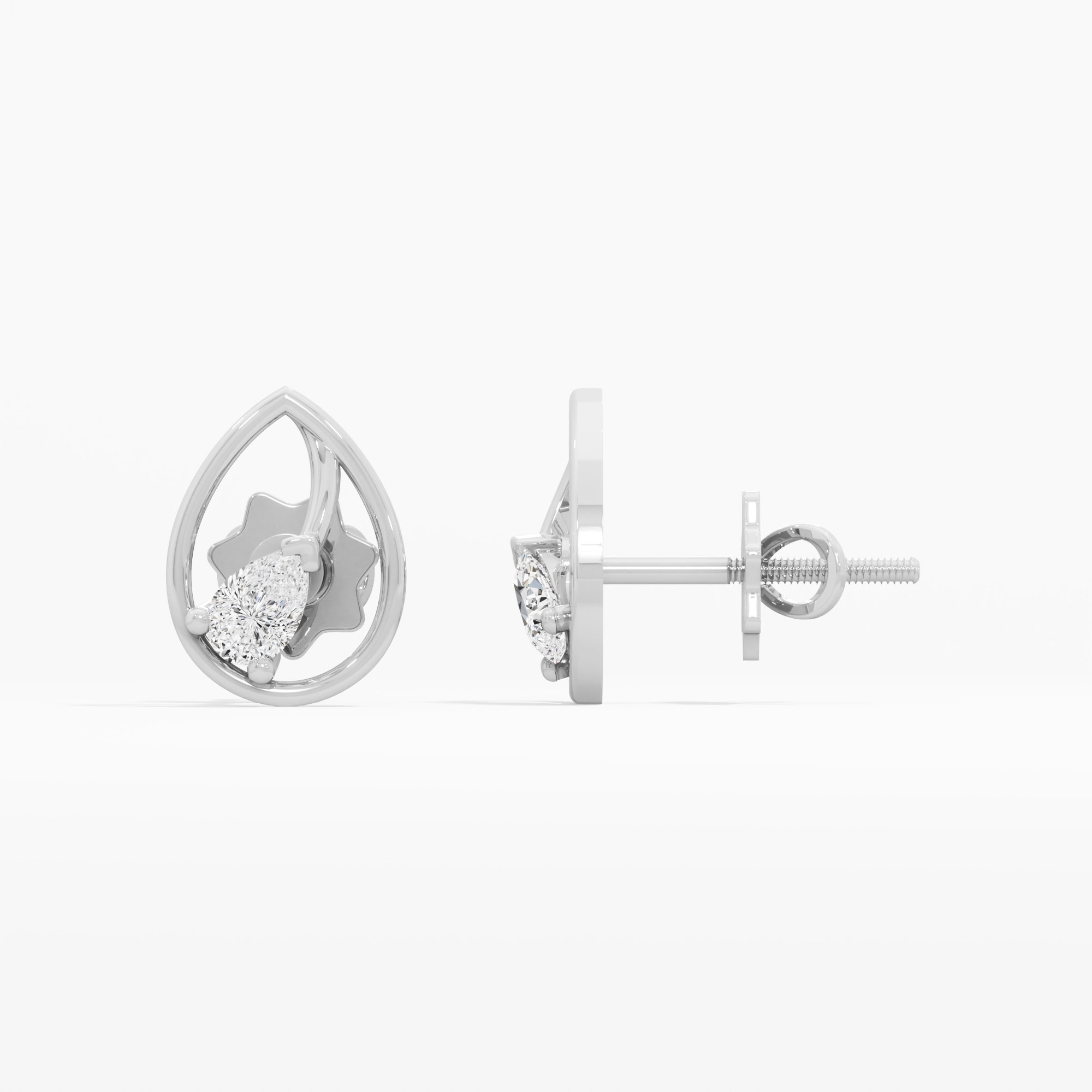 Glistening Dewdrop Studs Earrings in 9KT White Gold (Diamond Quality: FG-VVS VS)