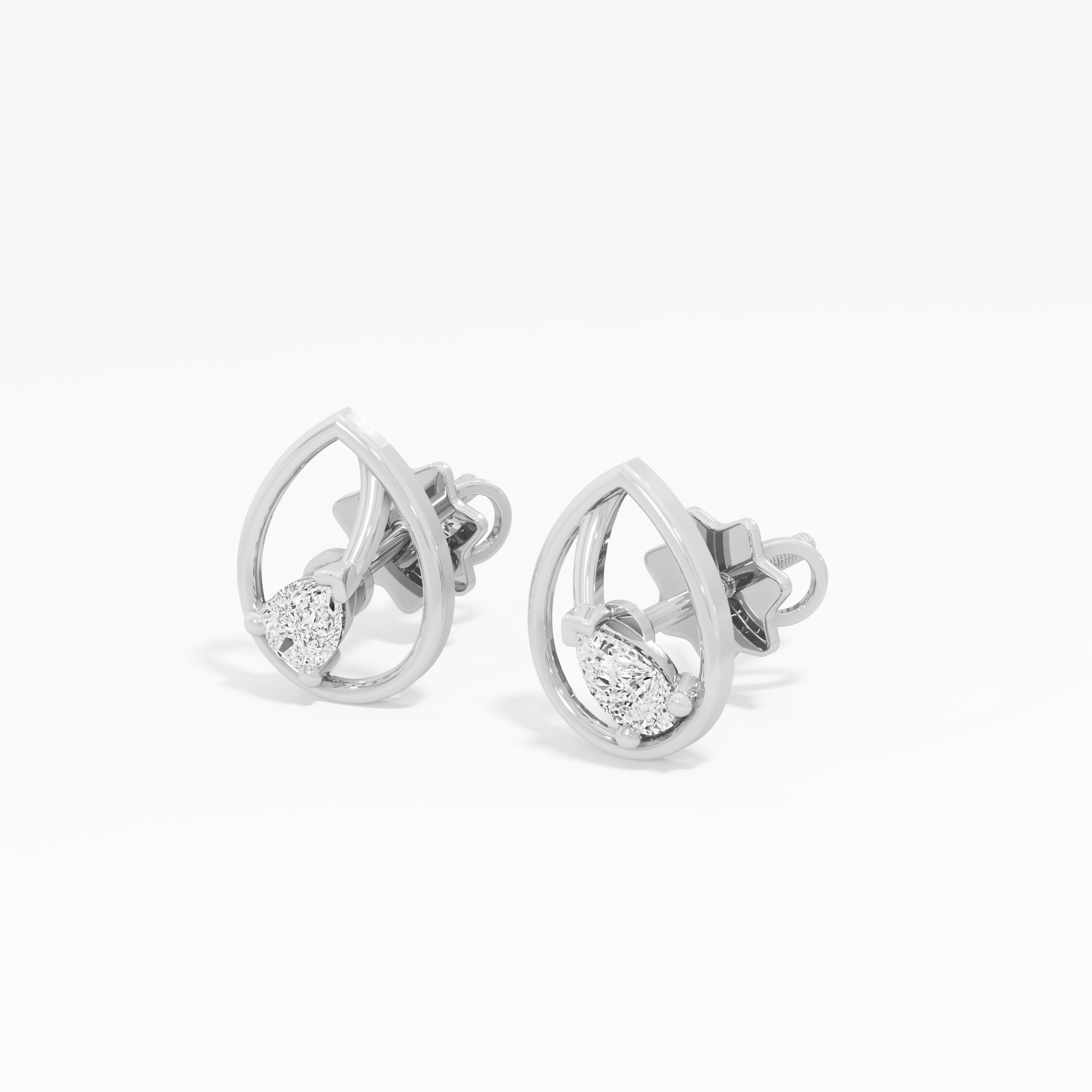 Glistening Dewdrop Studs Earrings in 9KT White Gold (Diamond Quality: FG-VVS VS)