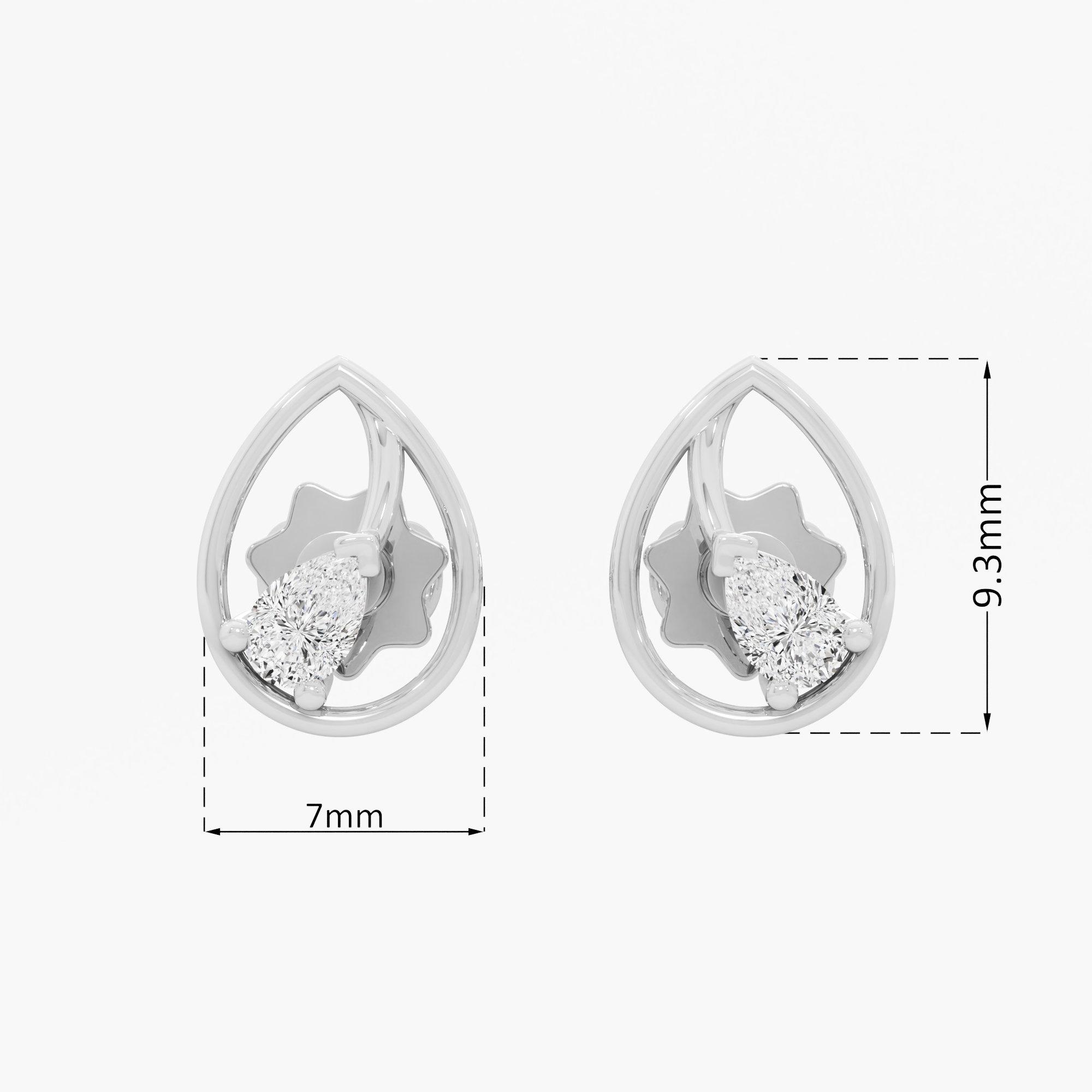 Glistening Dewdrop Studs Earrings in 9KT White Gold (Diamond Quality: FG-VVS VS)
