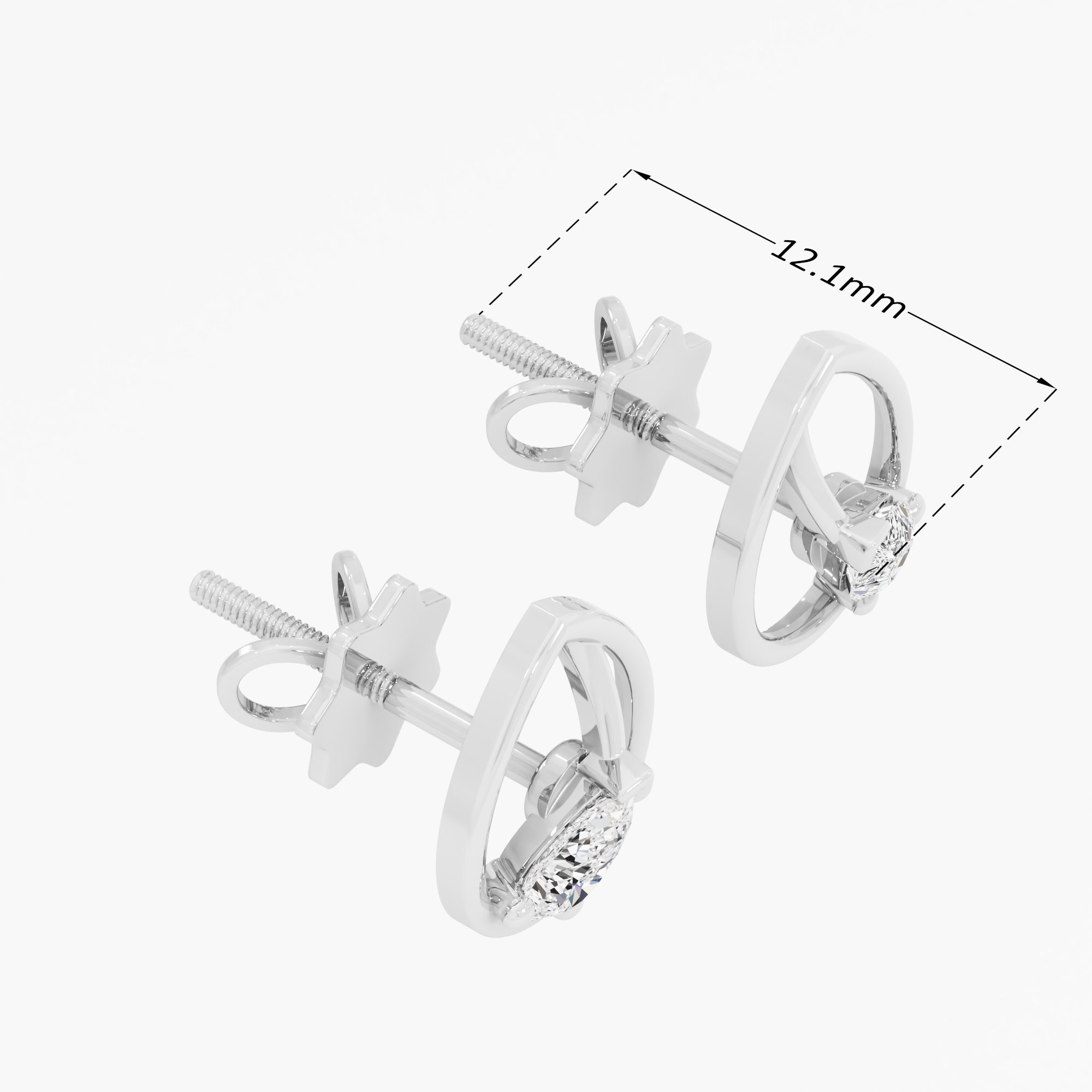 Glistening Dewdrop Studs Earrings in 9KT White Gold (Diamond Quality: FG-VVS VS)