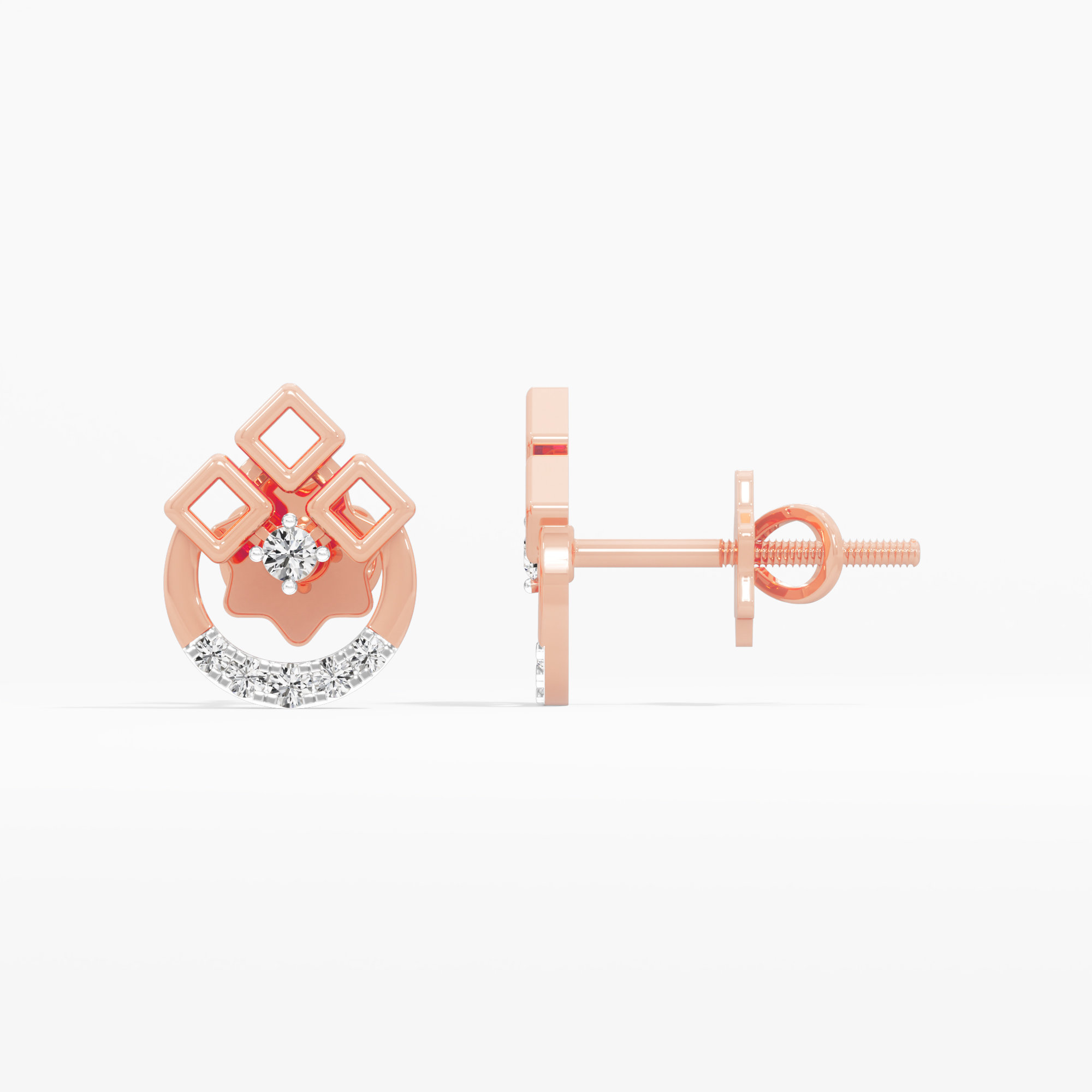 Gleaming Arch Drops Earrings in 9KT Rose Gold (Diamond Quality: EF-VVS VS)