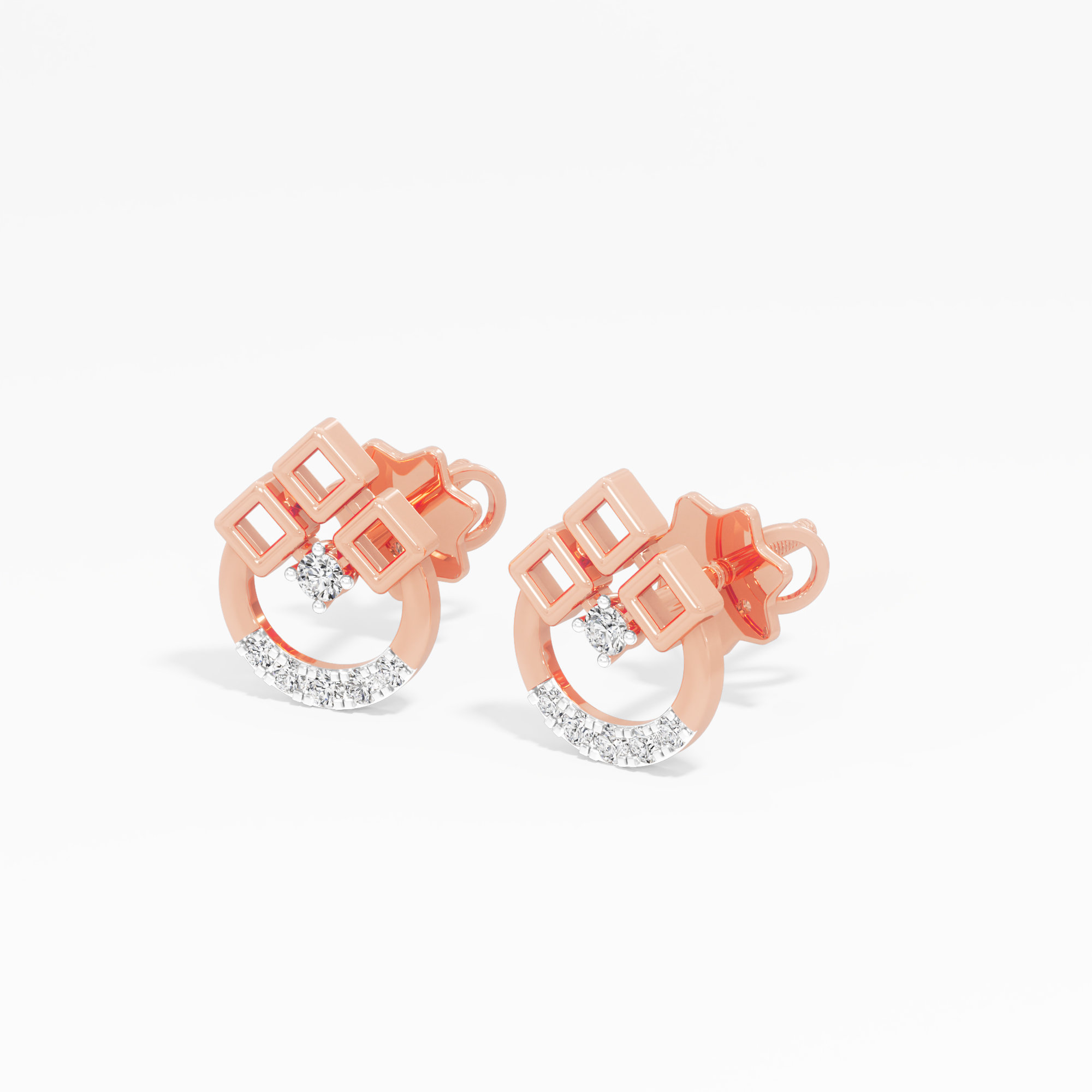 Gleaming Arch Drops Earrings in 9KT Rose Gold (Diamond Quality: EF-VVS VS)