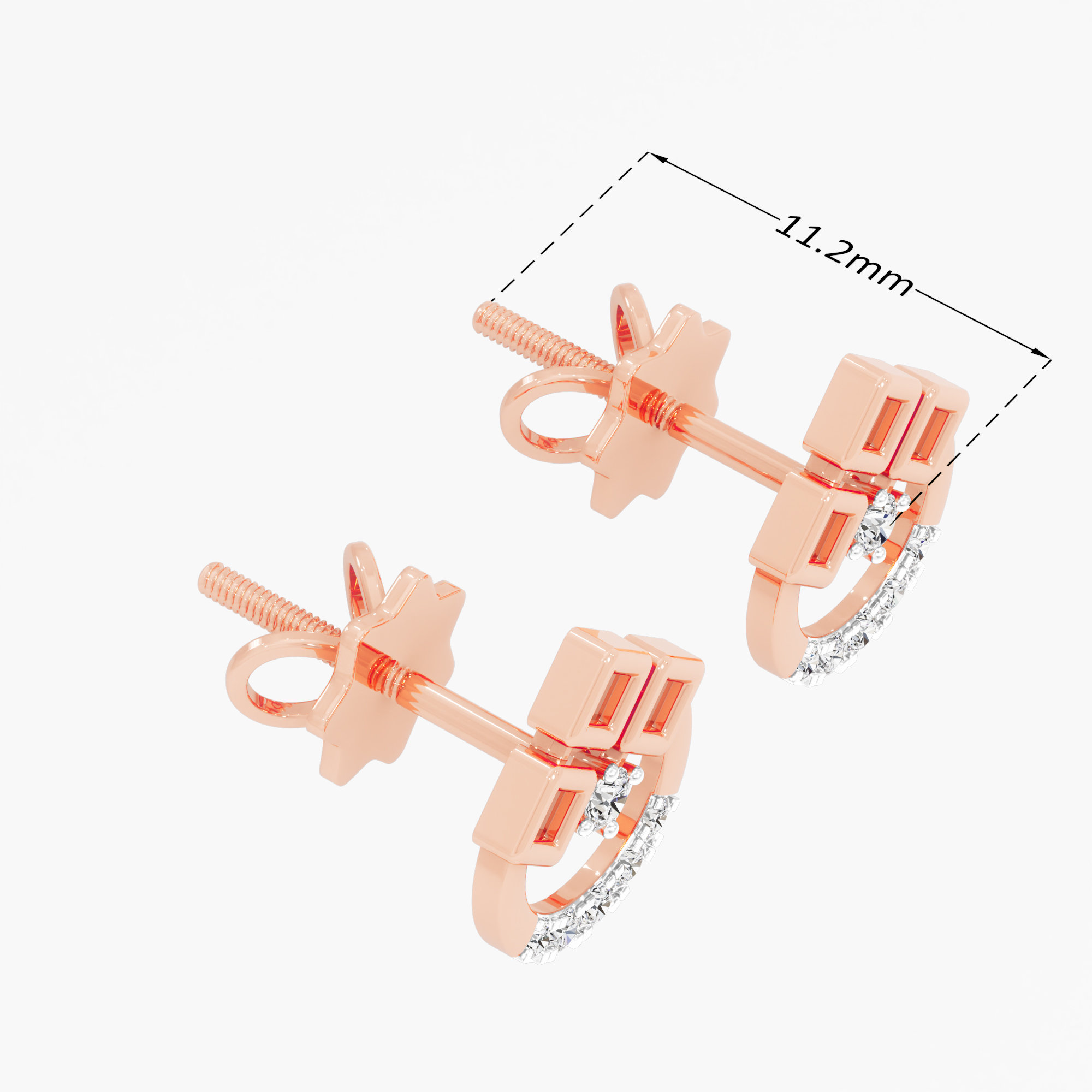 Gleaming Arch Drops Earrings in 9KT Rose Gold (Diamond Quality: EF-VVS VS)