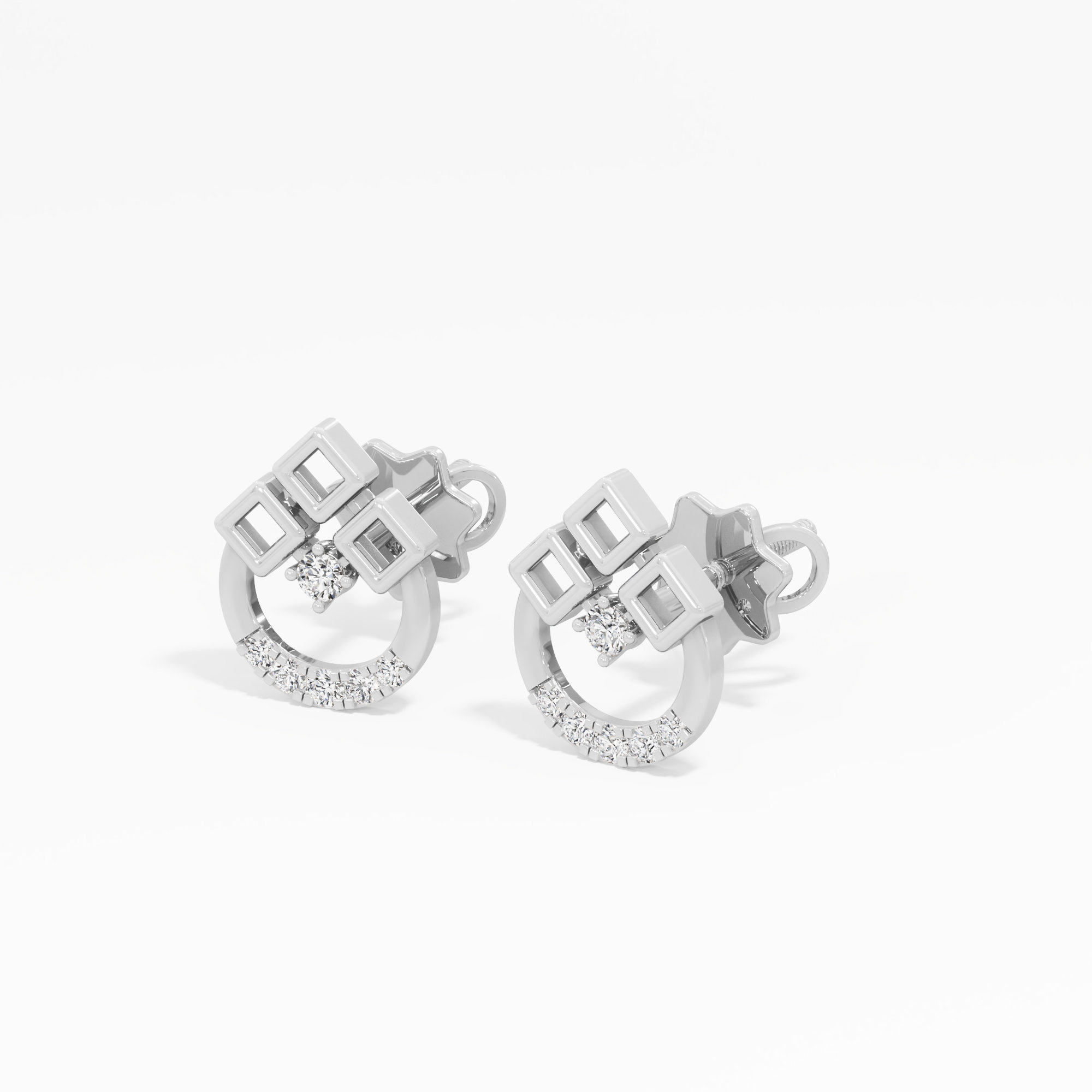 Gleaming Arch Drops Earrings in 9KT White Gold (Diamond Quality: EF-VVS VS)
