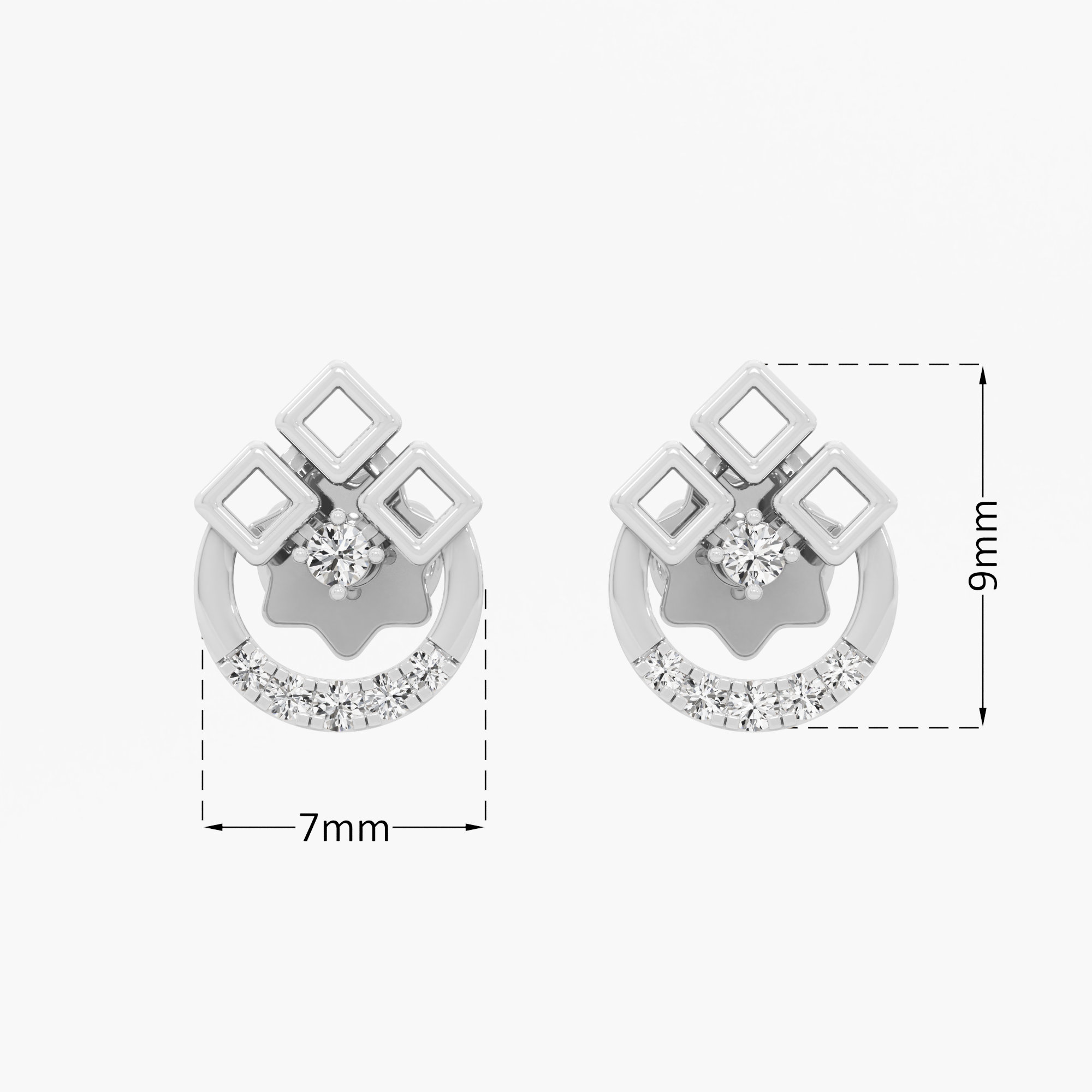 Gleaming Arch Drops Earrings in 9KT White Gold (Diamond Quality: EF-VVS VS)