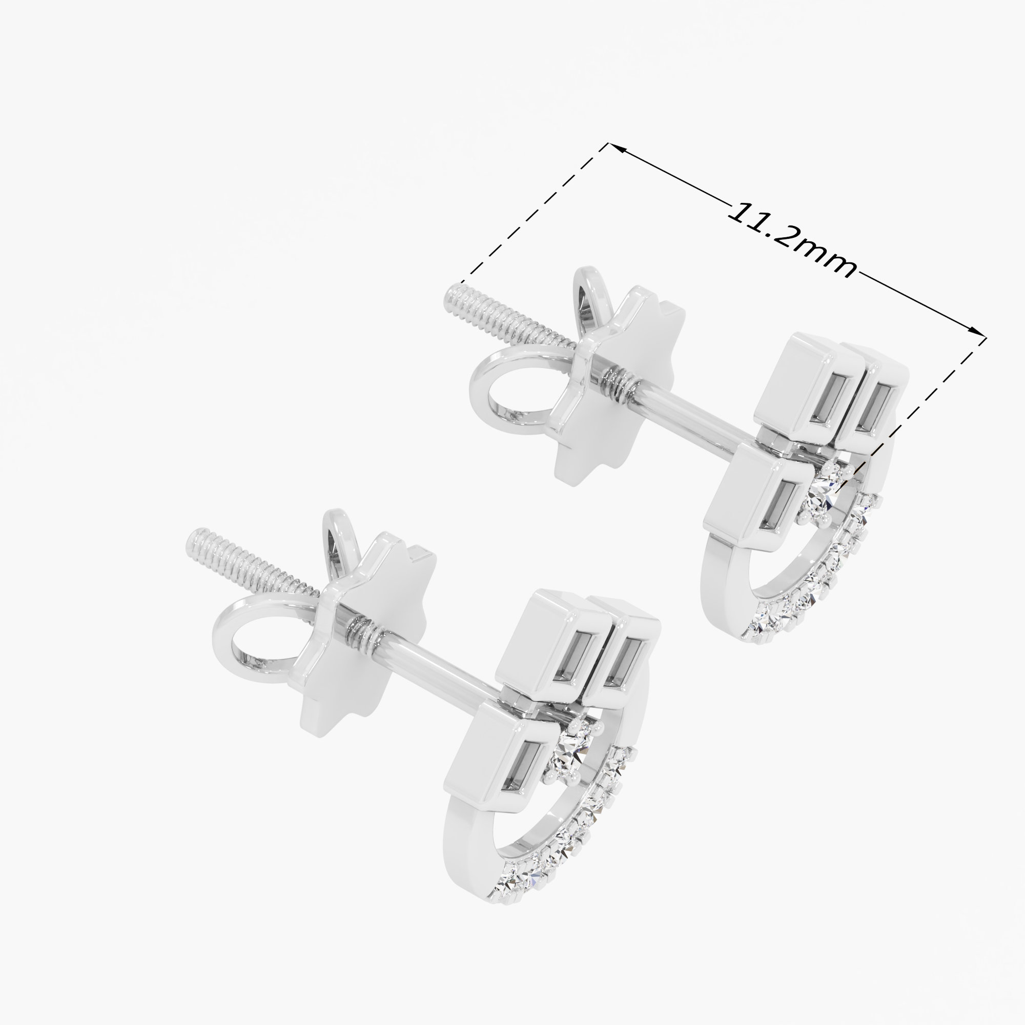 Gleaming Arch Drops Earrings in 9KT White Gold (Diamond Quality: EF-VVS VS)