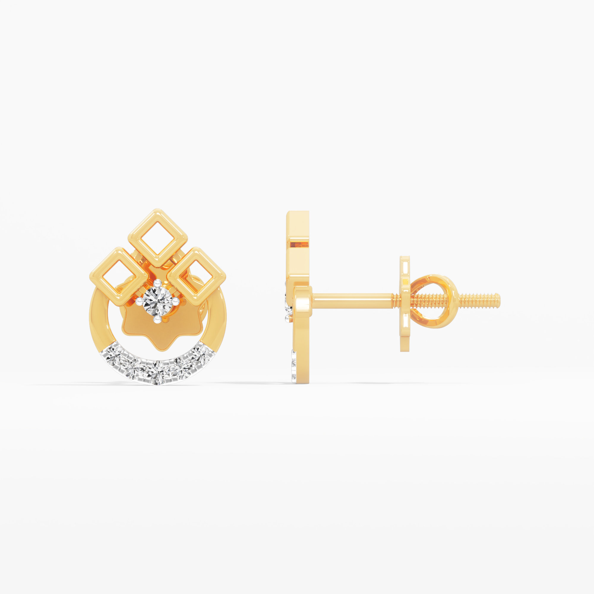 Gleaming Arch Drops Earrings in 9KT Yellow Gold (Diamond Quality: EF-VVS VS)