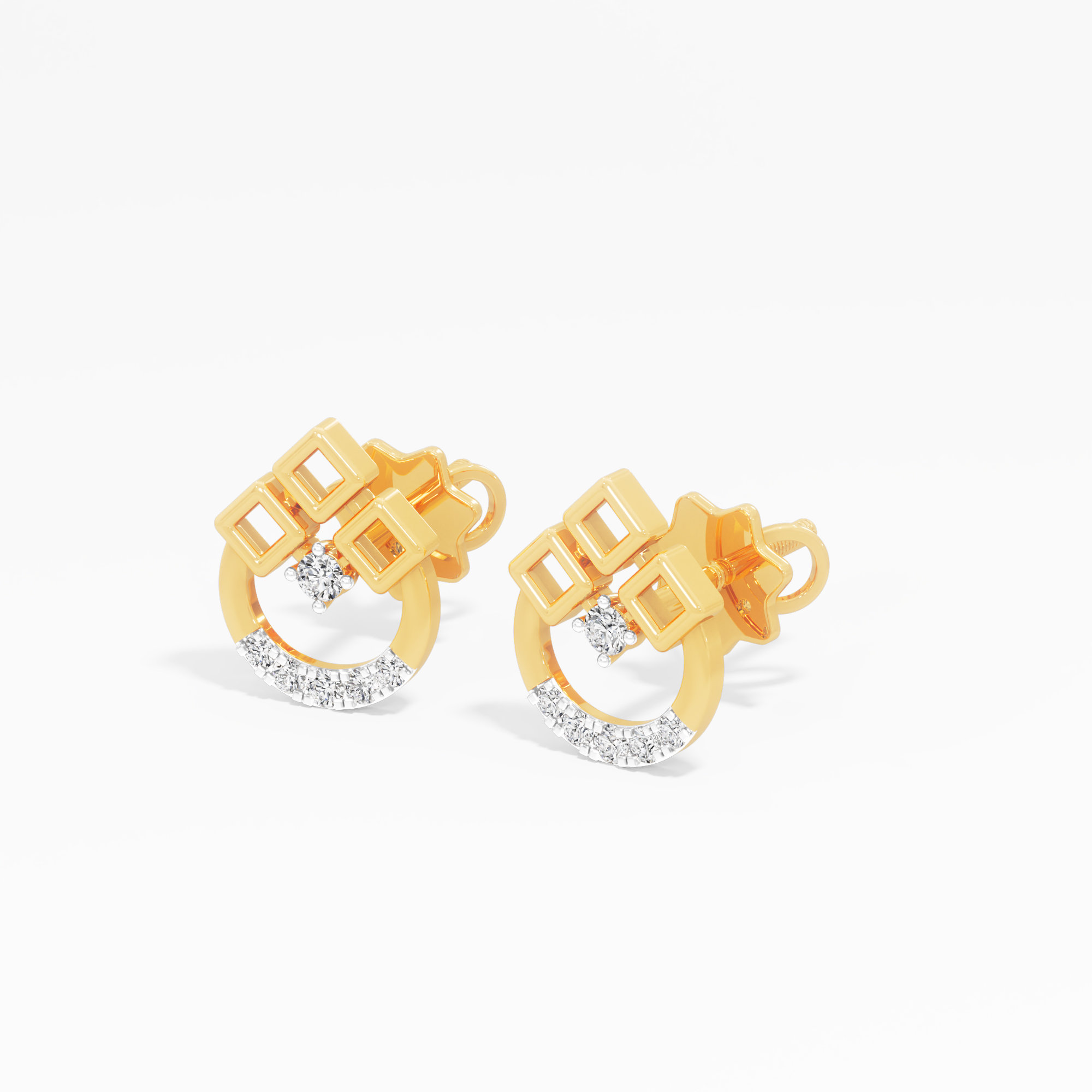 Gleaming Arch Drops Earrings in 9KT Yellow Gold (Diamond Quality: EF-VVS VS)