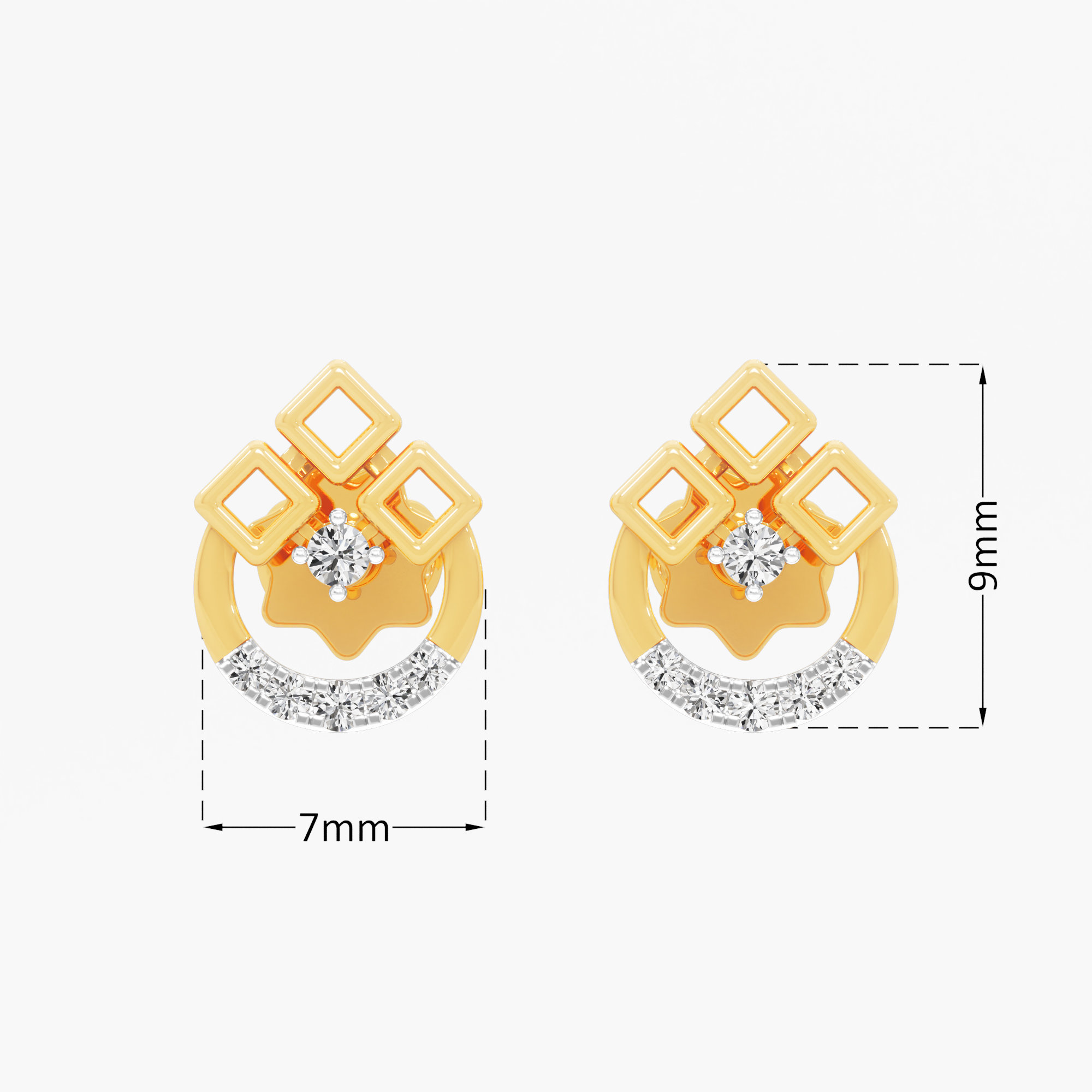 Gleaming Arch Drops Earrings in 9KT Yellow Gold (Diamond Quality: EF-VVS VS)