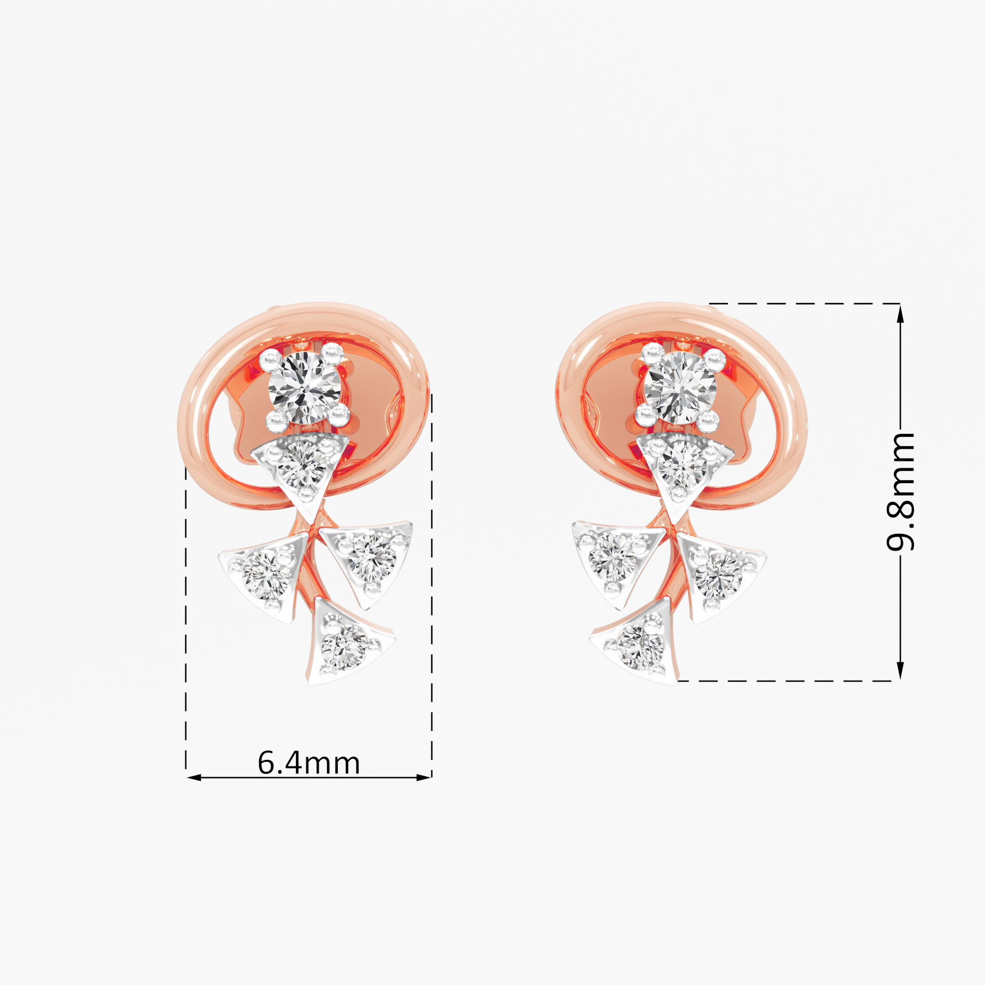 Botanical Brilliance Drops Earrings in 9KT Rose Gold (Diamond Quality: EF-VVS VS)