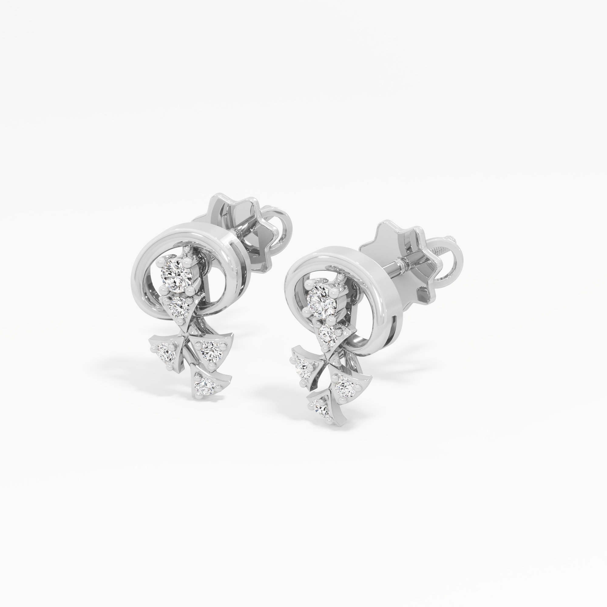 Botanical Brilliance Drops Earrings in 9KT White Gold (Diamond Quality: EF-VVS VS)