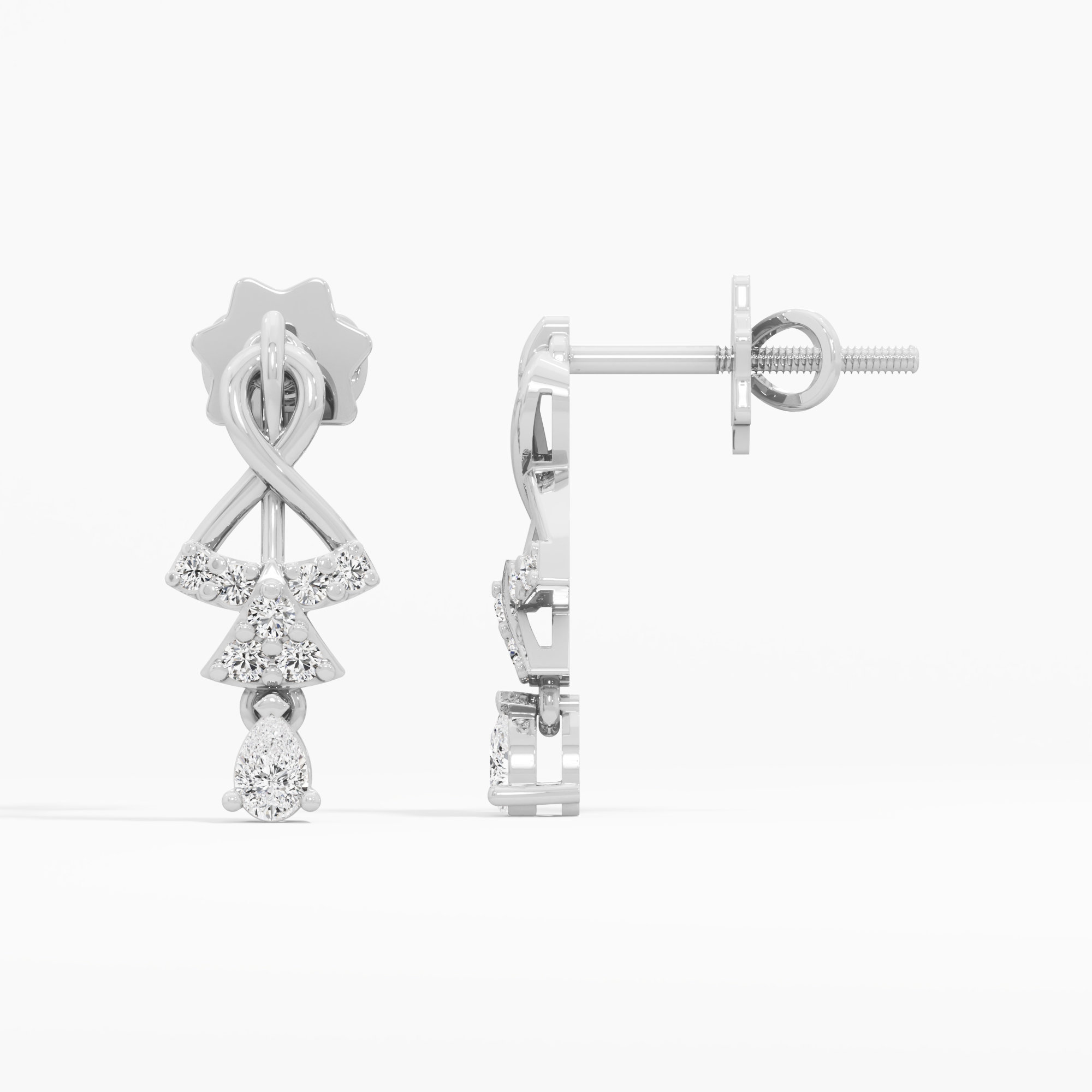 Divine Swirl Drops Drops Earrings in 9KT White Gold (Diamond Quality: FG-VVS VS)