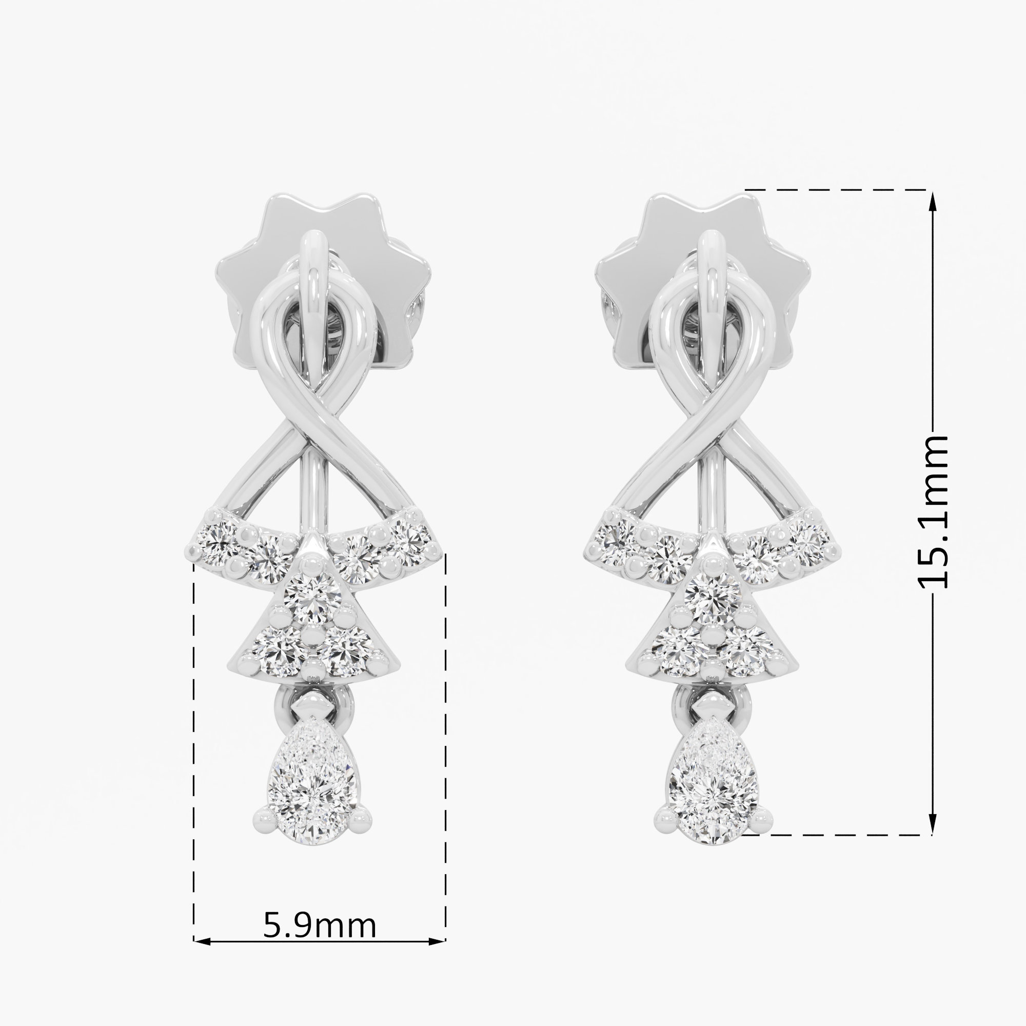 Divine Swirl Drops Drops Earrings in 9KT White Gold (Diamond Quality: FG-VVS VS)