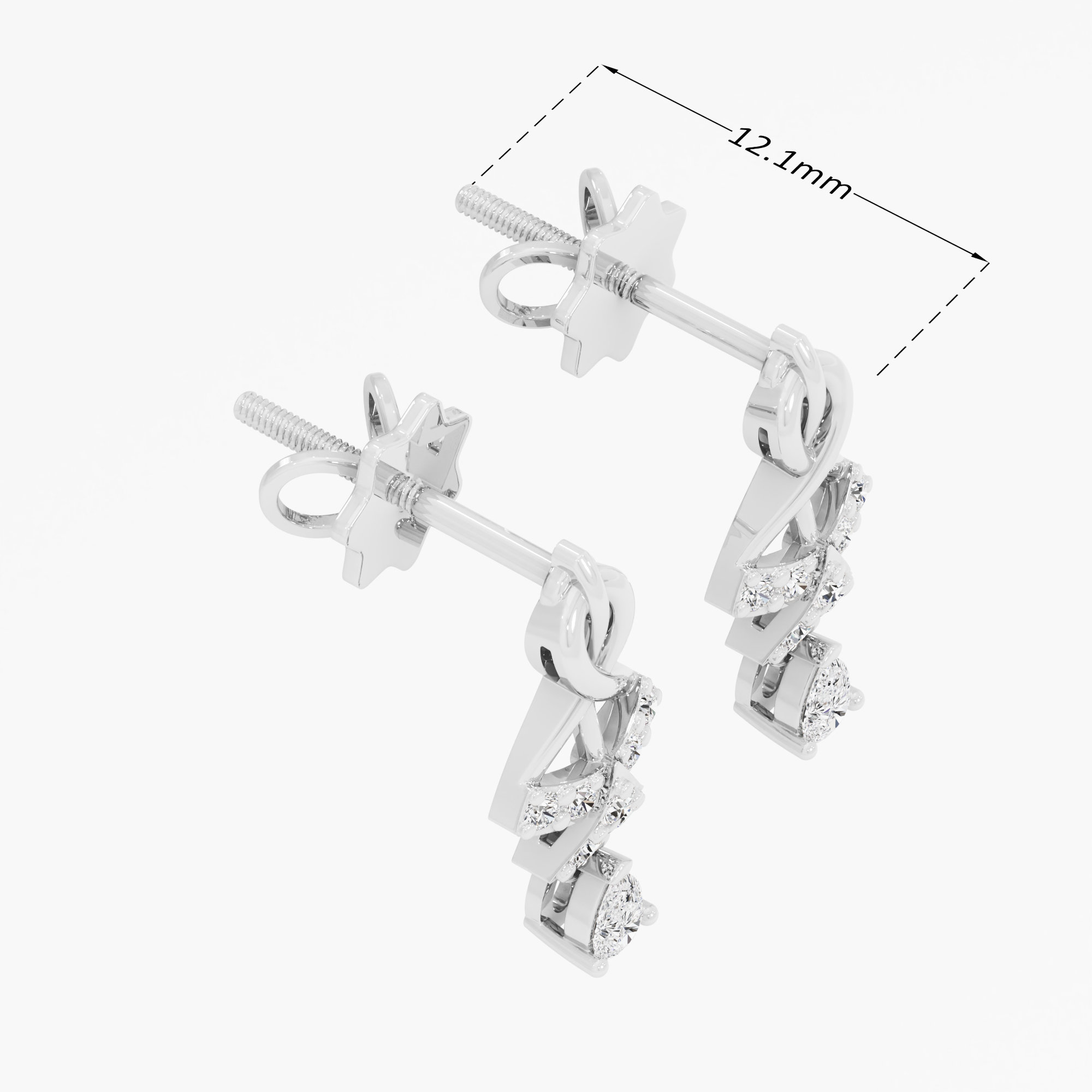 Divine Swirl Drops Drops Earrings in 9KT White Gold (Diamond Quality: FG-VVS VS)