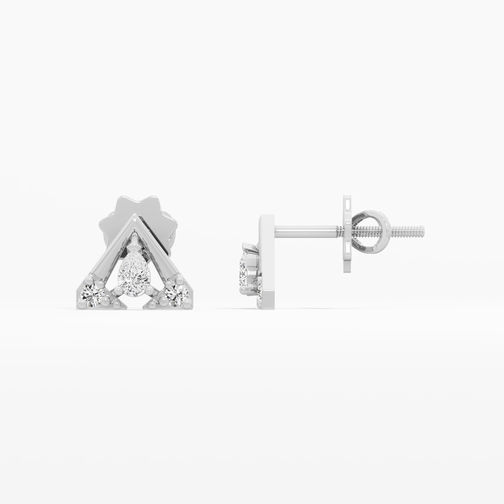 Gleaming Chevron Studs Earrings in 9KT White Gold (Diamond Quality: FG-VVS VS)