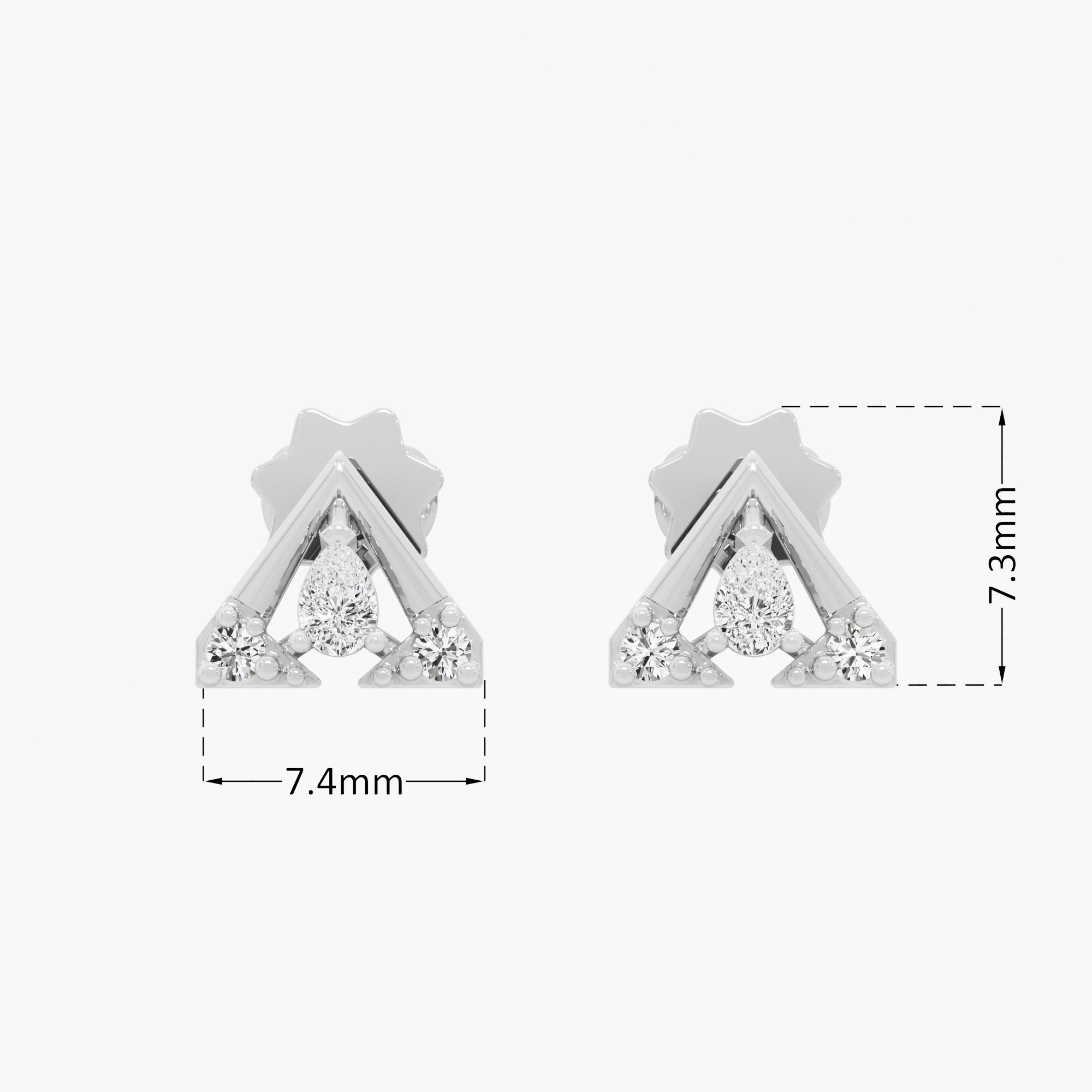 Gleaming Chevron Studs Earrings in 9KT White Gold (Diamond Quality: FG-VVS VS)