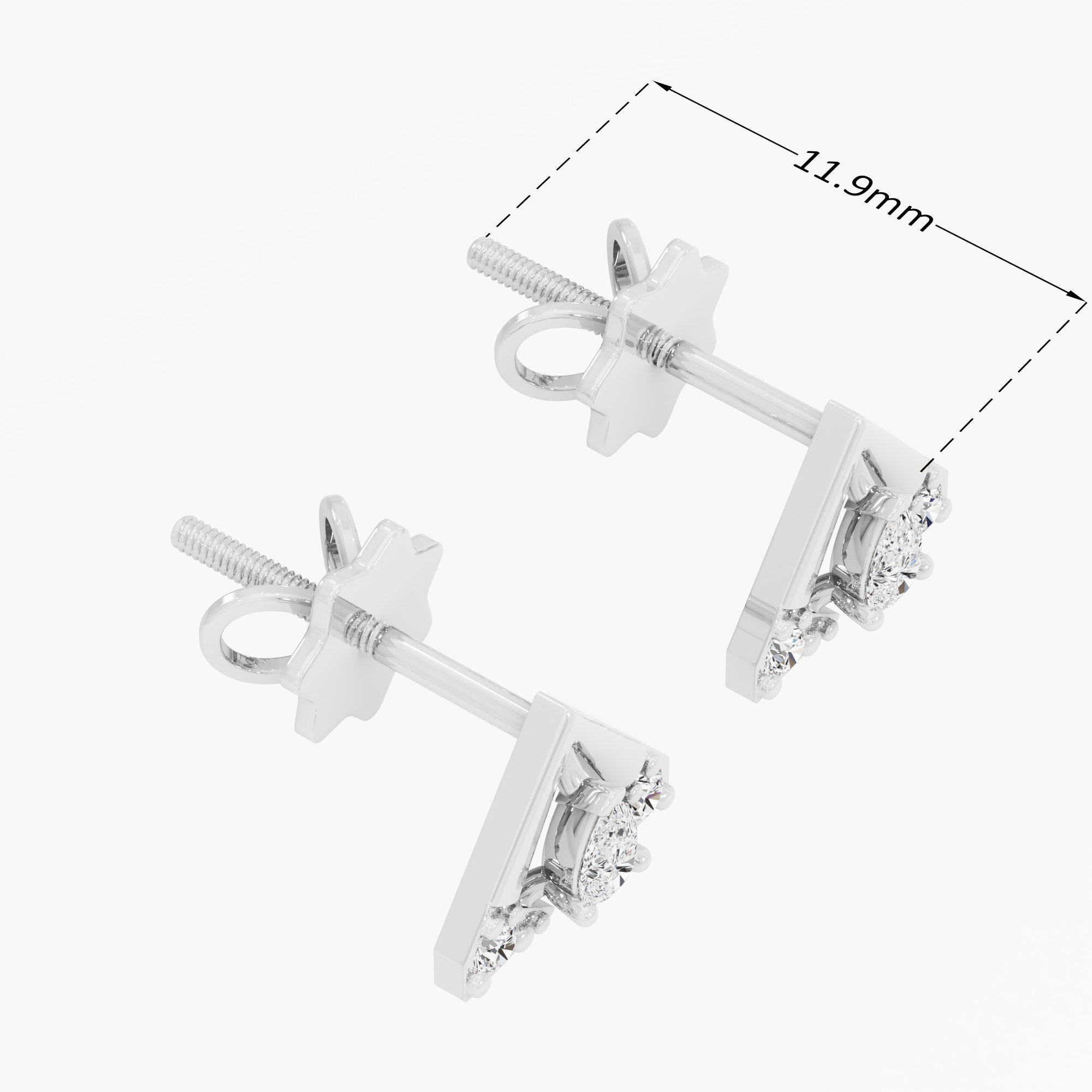 Gleaming Chevron Studs Earrings in 9KT White Gold (Diamond Quality: FG-VVS VS)