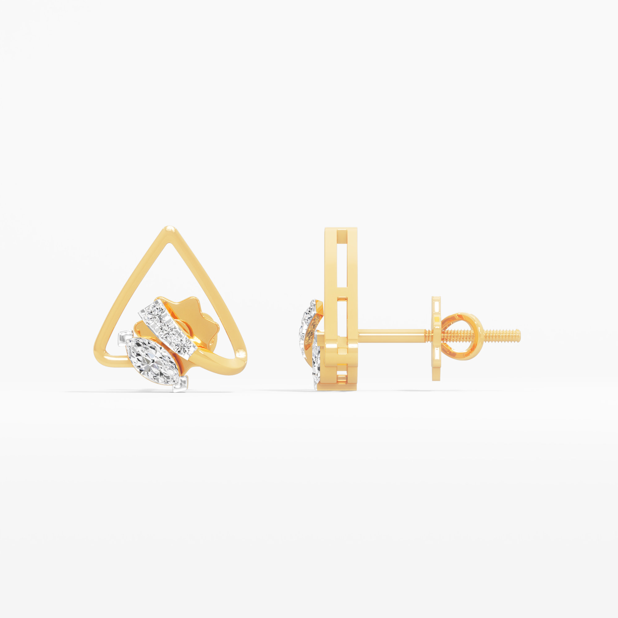 Open Peak Stud Earrings in 9KT Yellow Gold (Diamond Quality:FG-VVS VS)