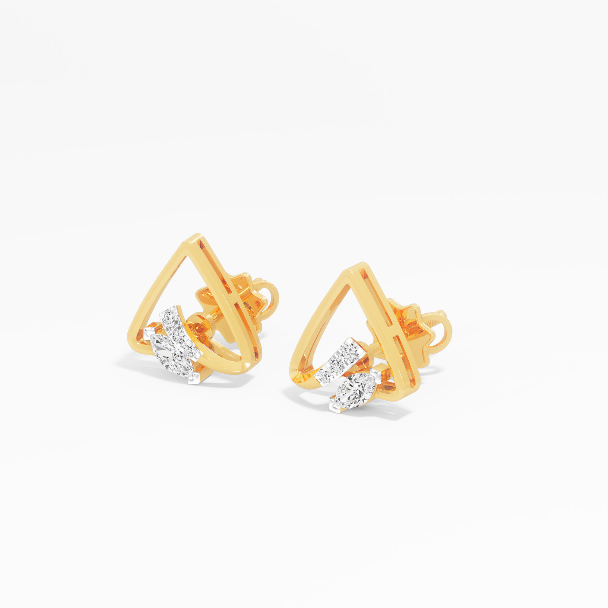 Open Peak Stud Earrings in 9KT Yellow Gold (Diamond Quality:FG-VVS VS)