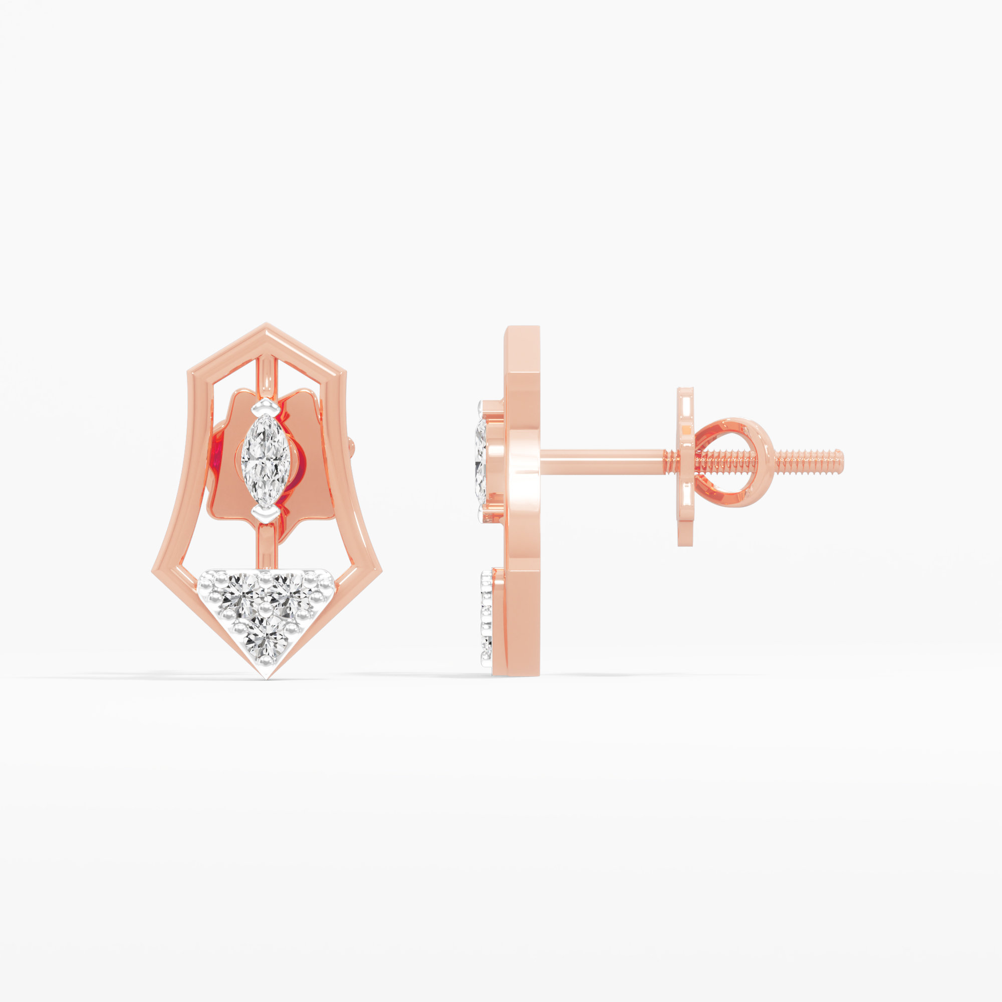 Heraldic Gleam Drops Earrings in 9KT Rose Gold (Diamond Quality: FG-VVS VS)
