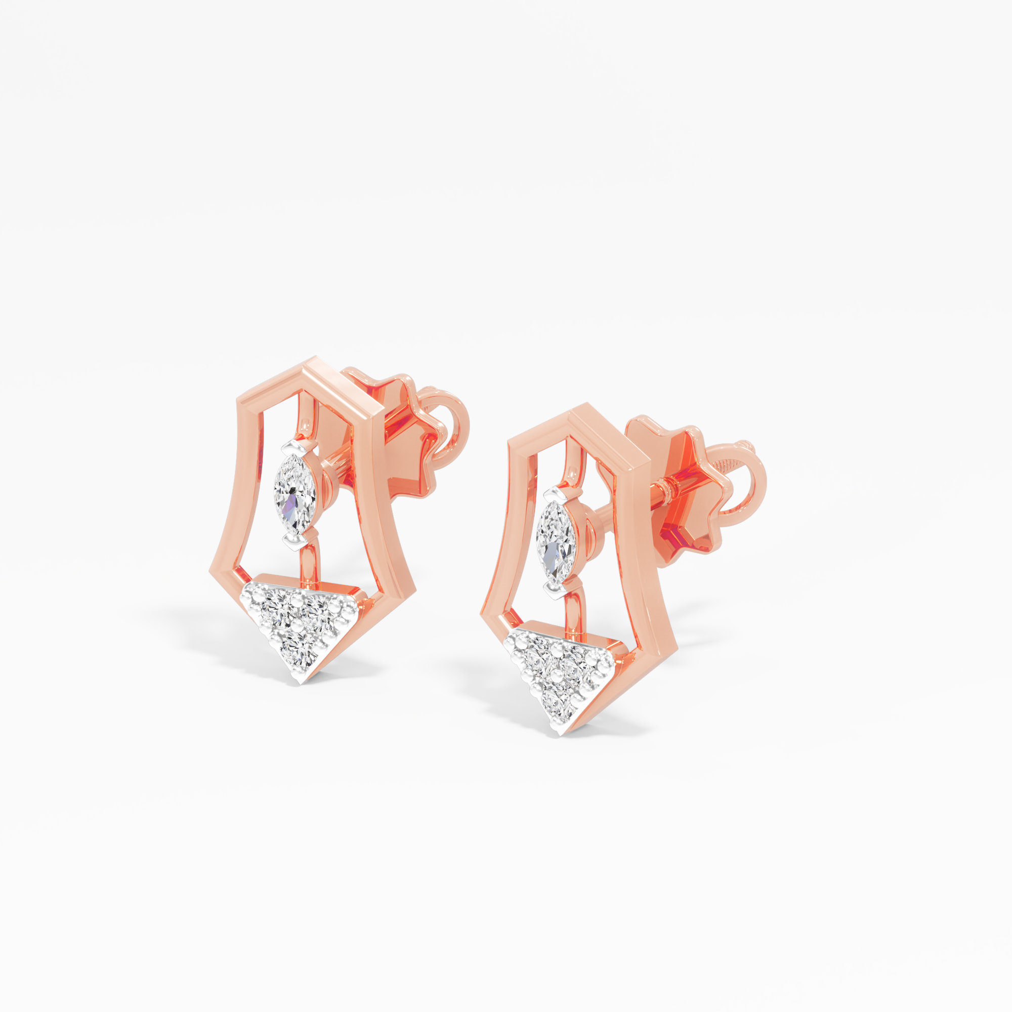Heraldic Gleam Drops Earrings in 9KT Rose Gold (Diamond Quality: FG-VVS VS)