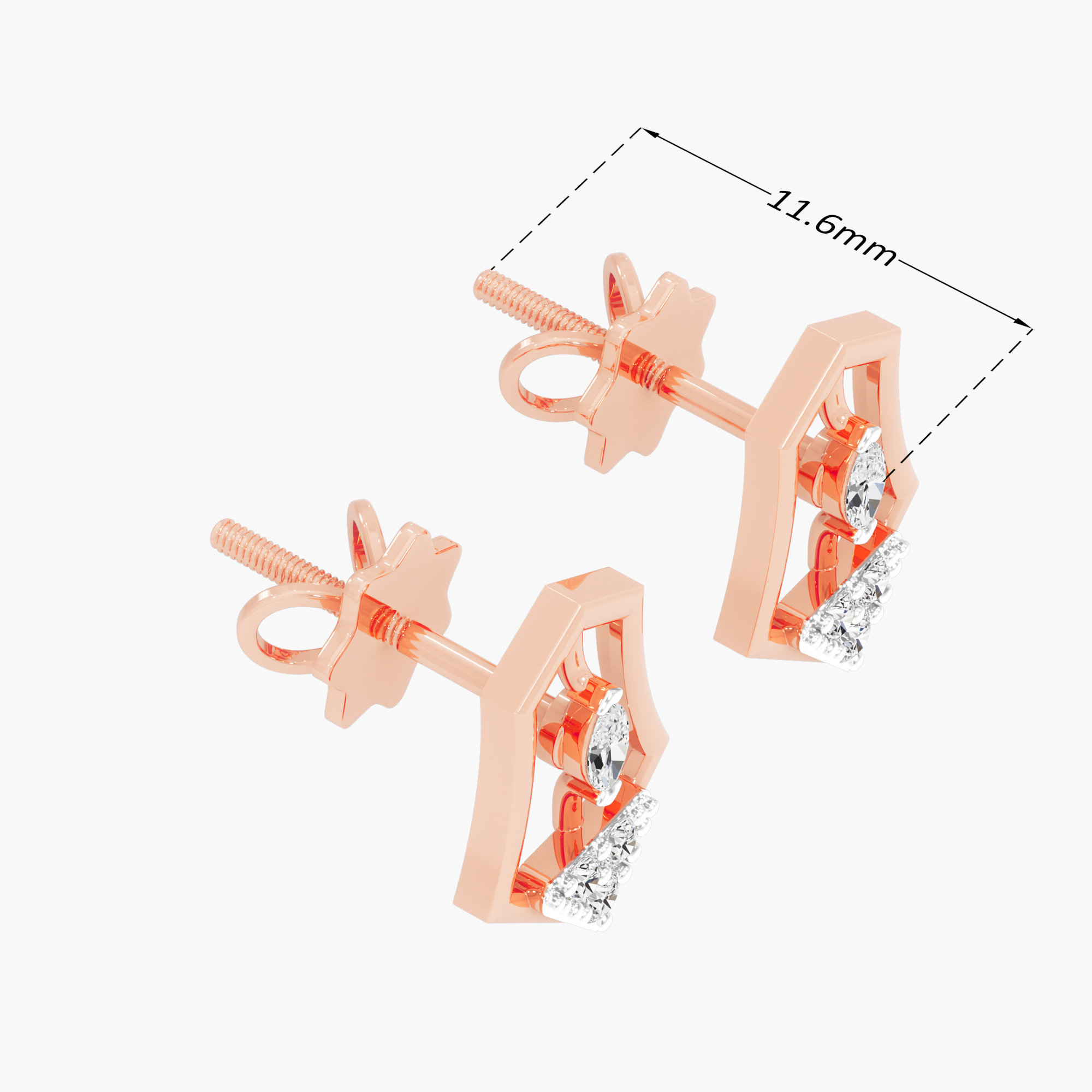 Heraldic Gleam Drops Earrings in 9KT Rose Gold (Diamond Quality: FG-VVS VS)