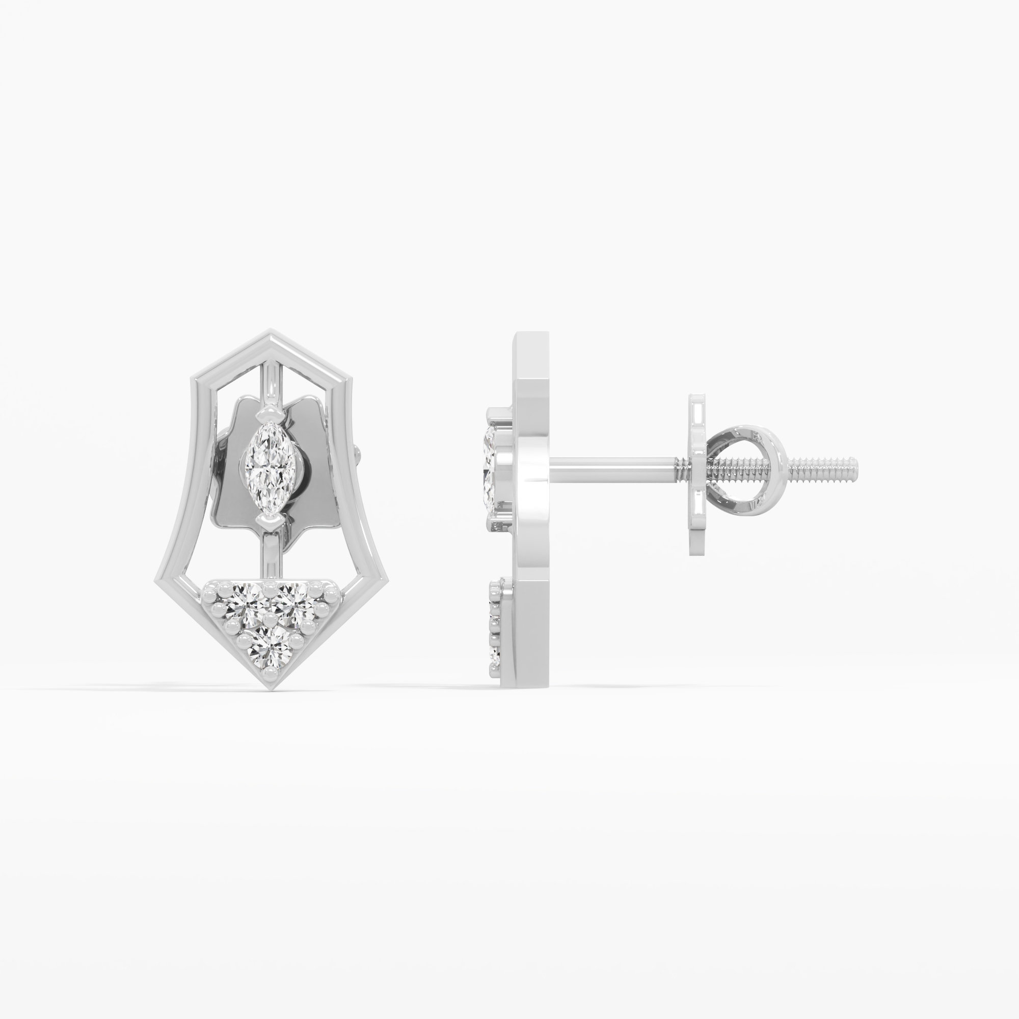 Heraldic Gleam Drops Earrings in 9KT White Gold (Diamond Quality: FG-VVS VS)